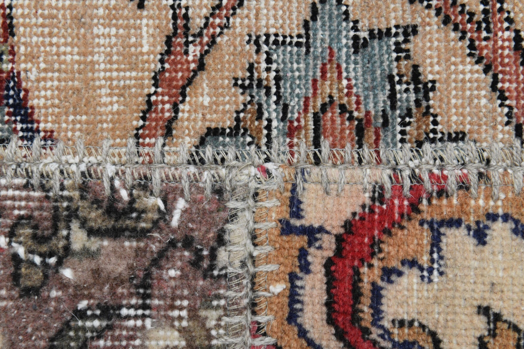 Handmade wool rug from Anatolia, Turkey – Patchwork Vintage Area Rug from 1980's 6'7" x 10'2"