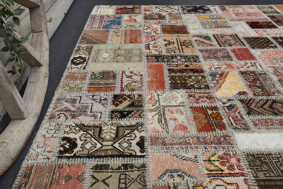 Vintage Brown Shades Area Patchwork Rug