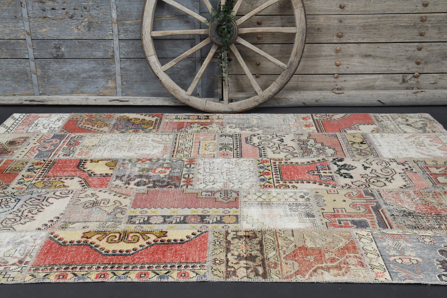 One-of-a-kind 1960s Anatolian vintage patchwork area rug in wool, 6'7" x 9'11"