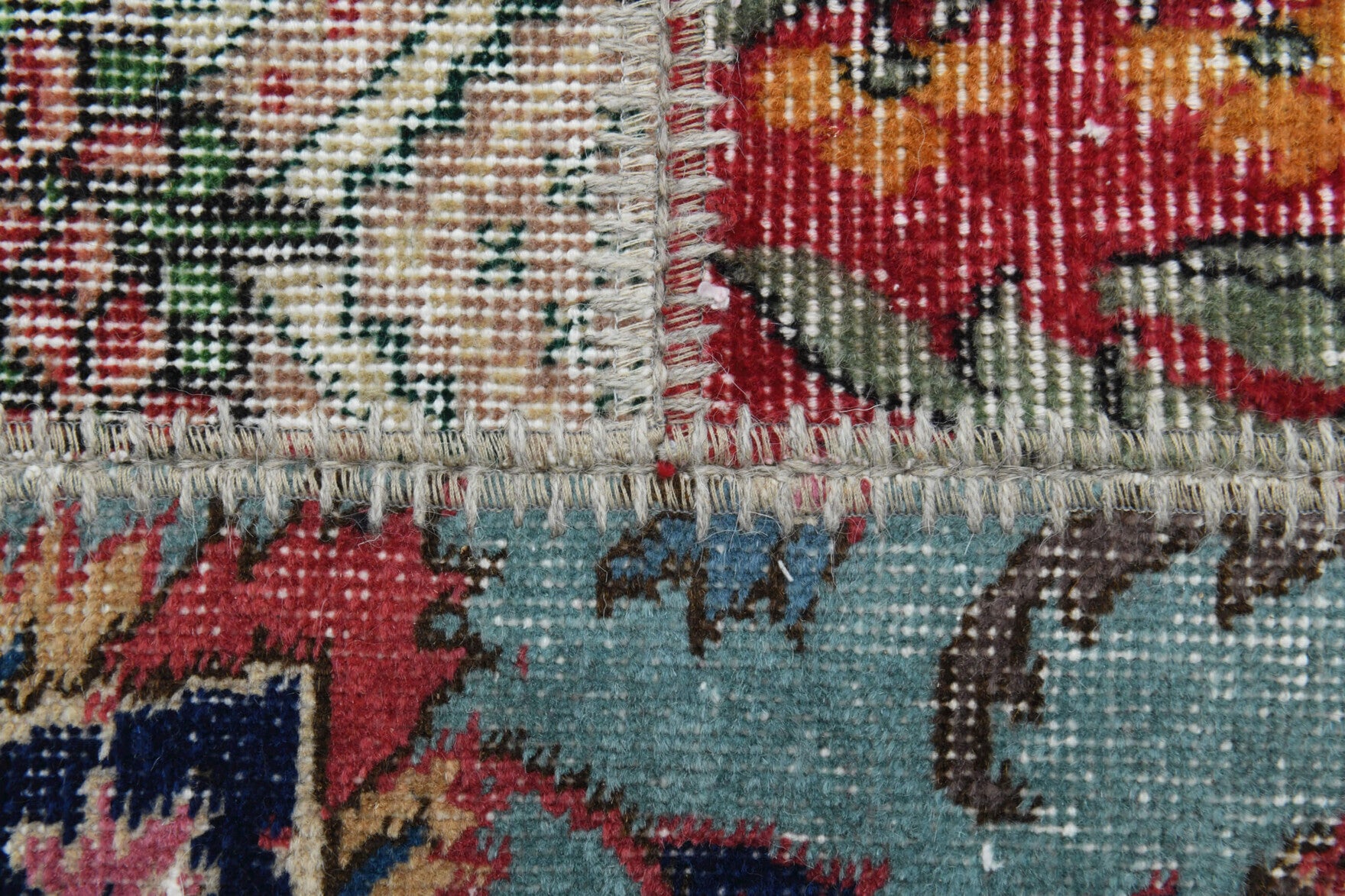 Handmade wool rug from Anatolia, Turkey – Vintage Patchwork Area Rug 6'7" x 9'10"