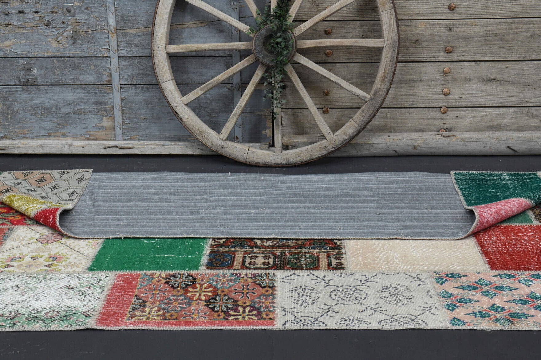 Vintage Patchwork Area Rug in wool – 1970s piece from Anatolia, Turkey | Fame Rugs
