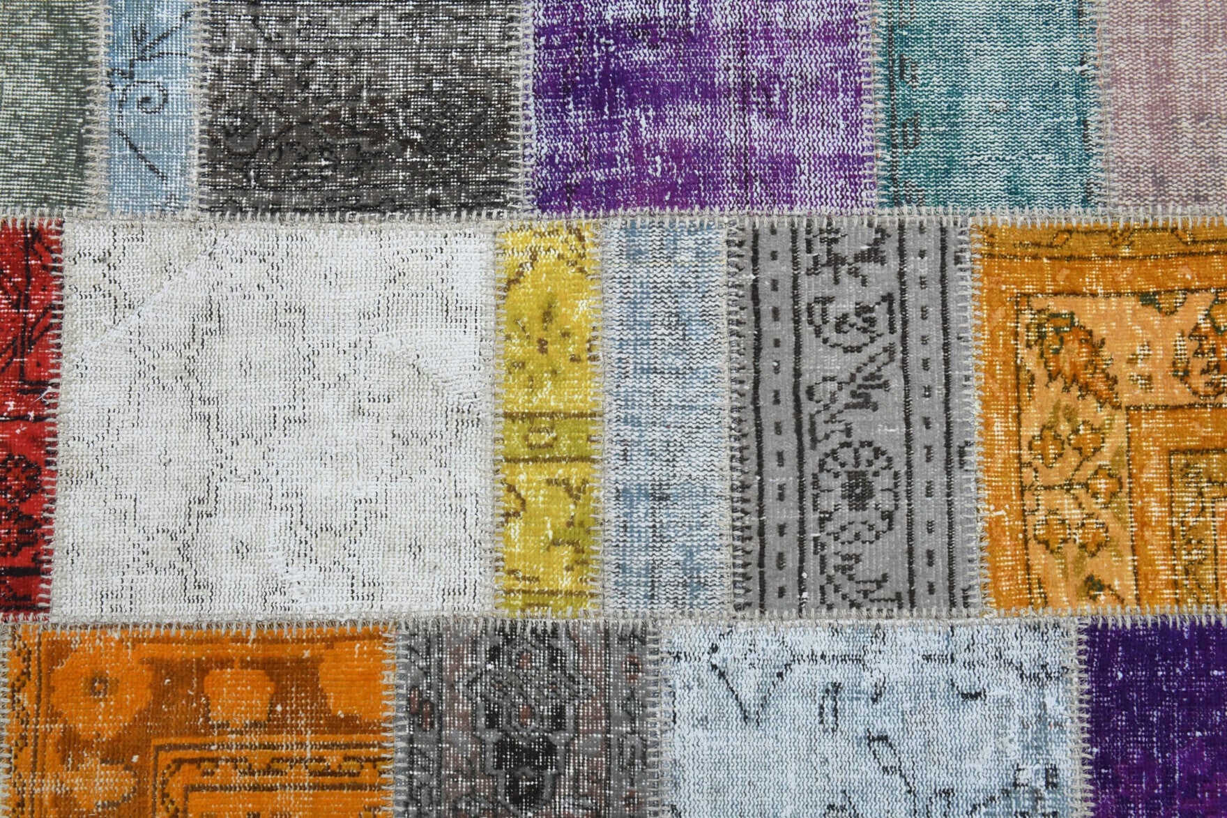Authentic Anatolian vintage patchwork area rug (1960s) with oriental design – one-of-a-kind at Fame Rugs