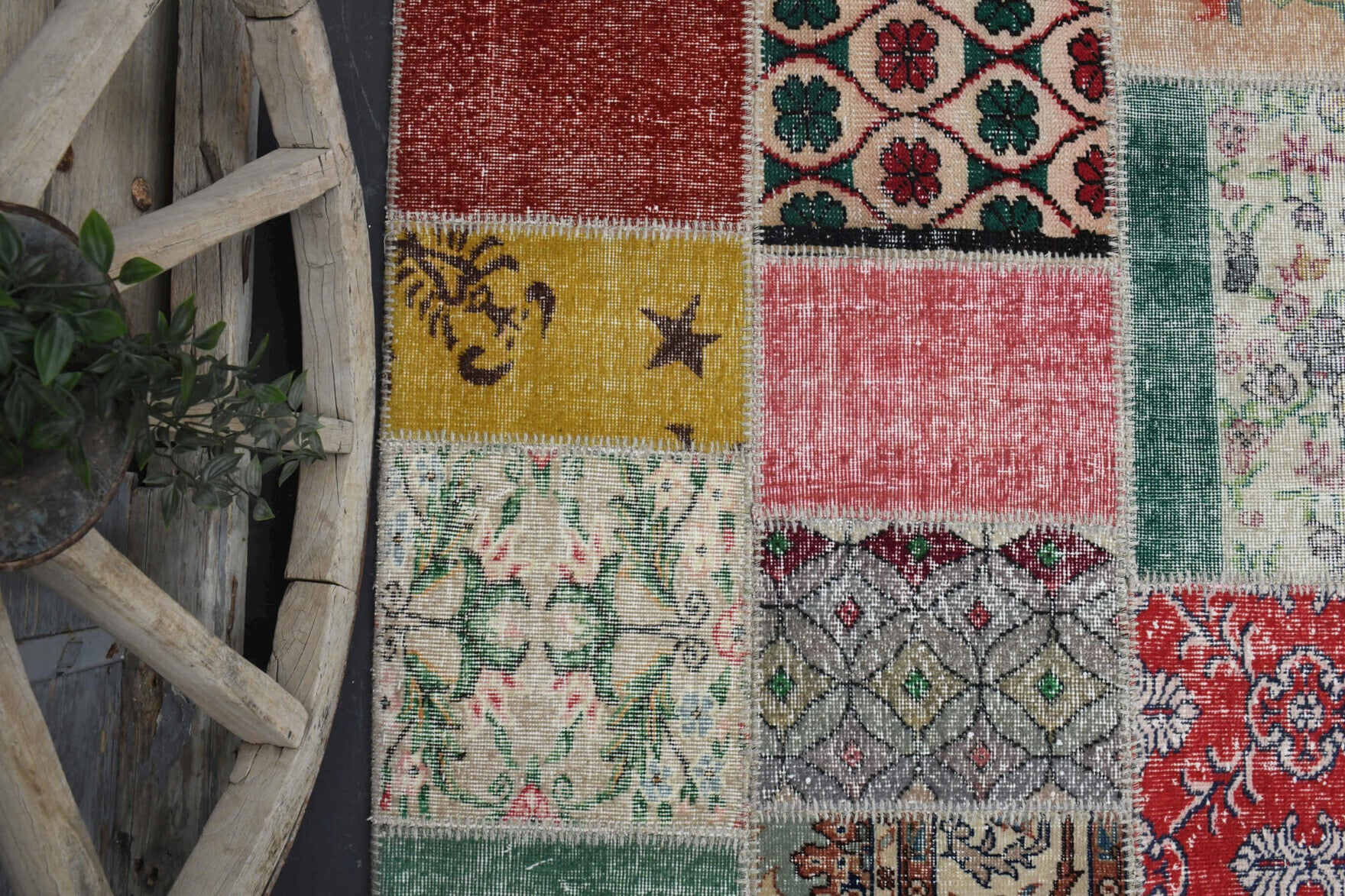 Handmade wool rug from Anatolia, Turkey – Handmade Patchwork Area Rug 6'8" x 10'