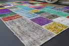 196x294 cm vintage patchwork Anatolian area rug – Aybahar, low pile, wool