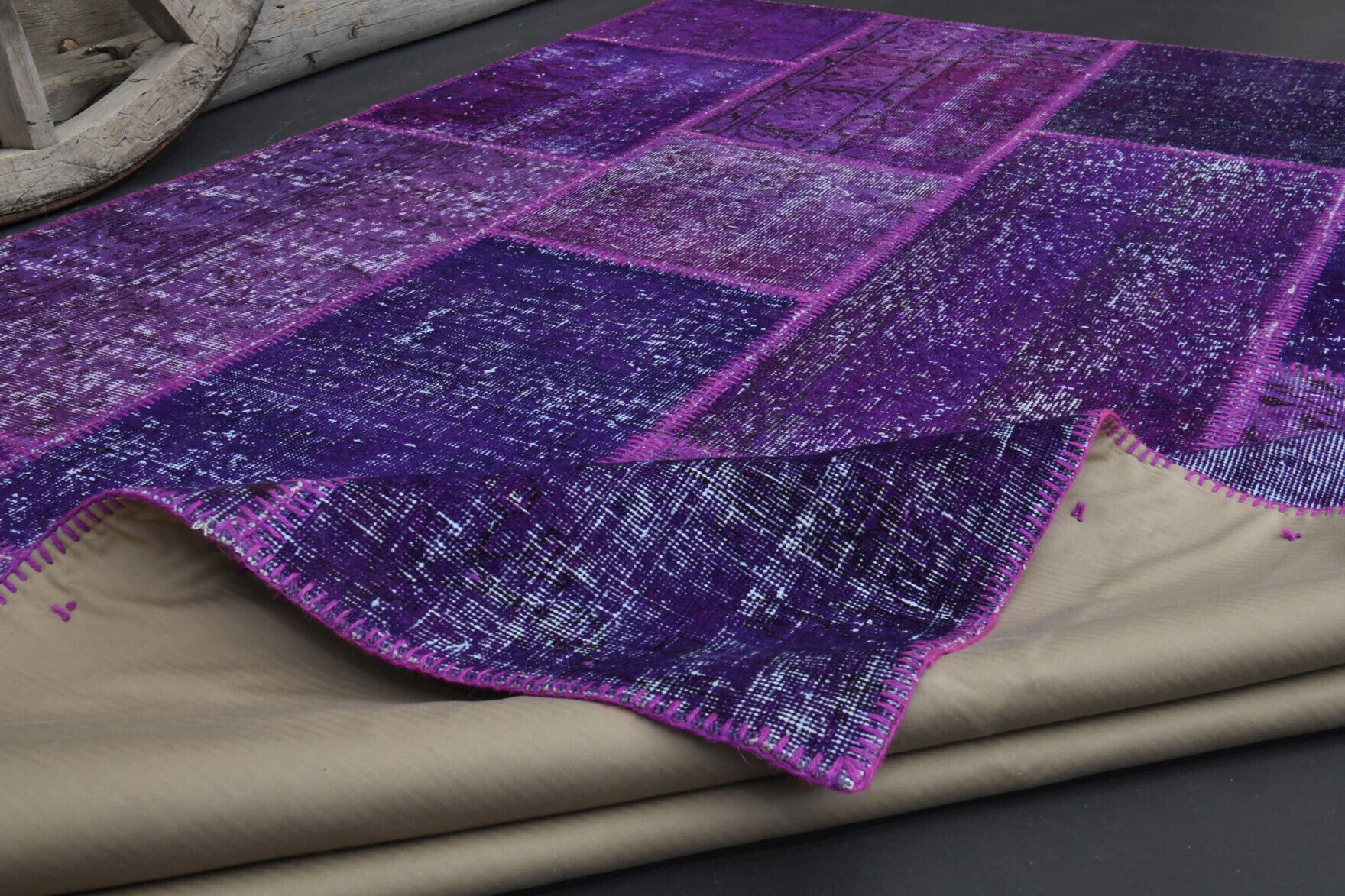 Handmade Vintage Area Patchwork Rug in wool – 1960s piece from Anatolia, Turkey | Fame Rugs