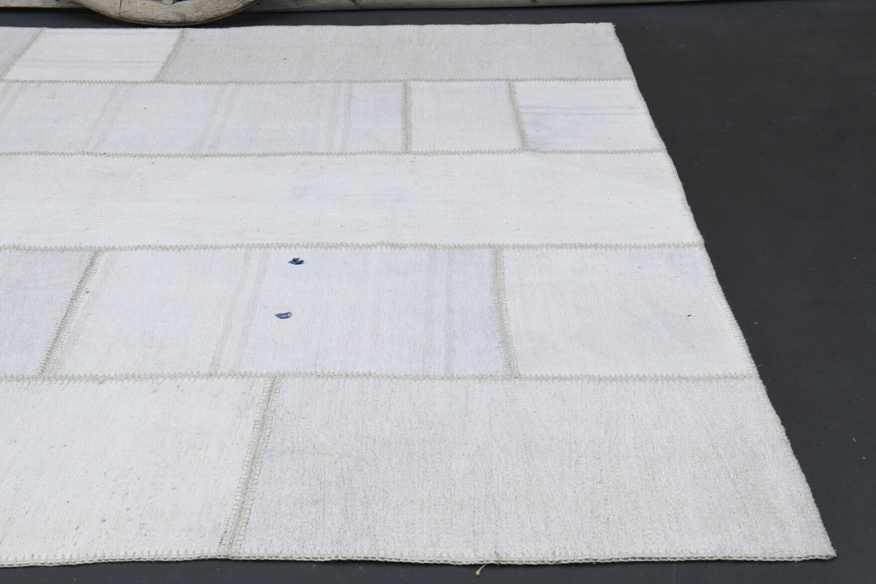 245x295 cm vintage patchwork Anatolian area rug – Astypalea, low pile, wool