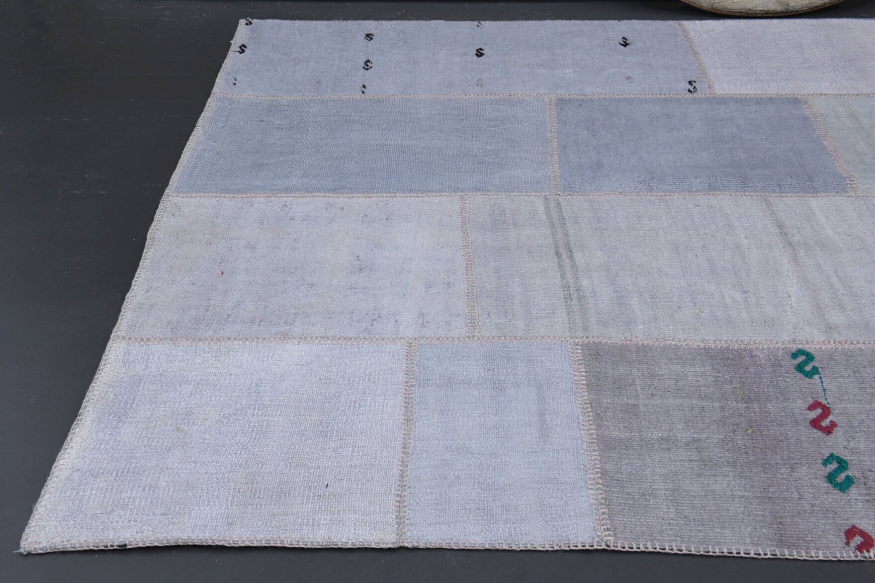 One-of-a-kind 1970s Anatolian vintage patchwork area rug in wool, 6'4" x 9'11"