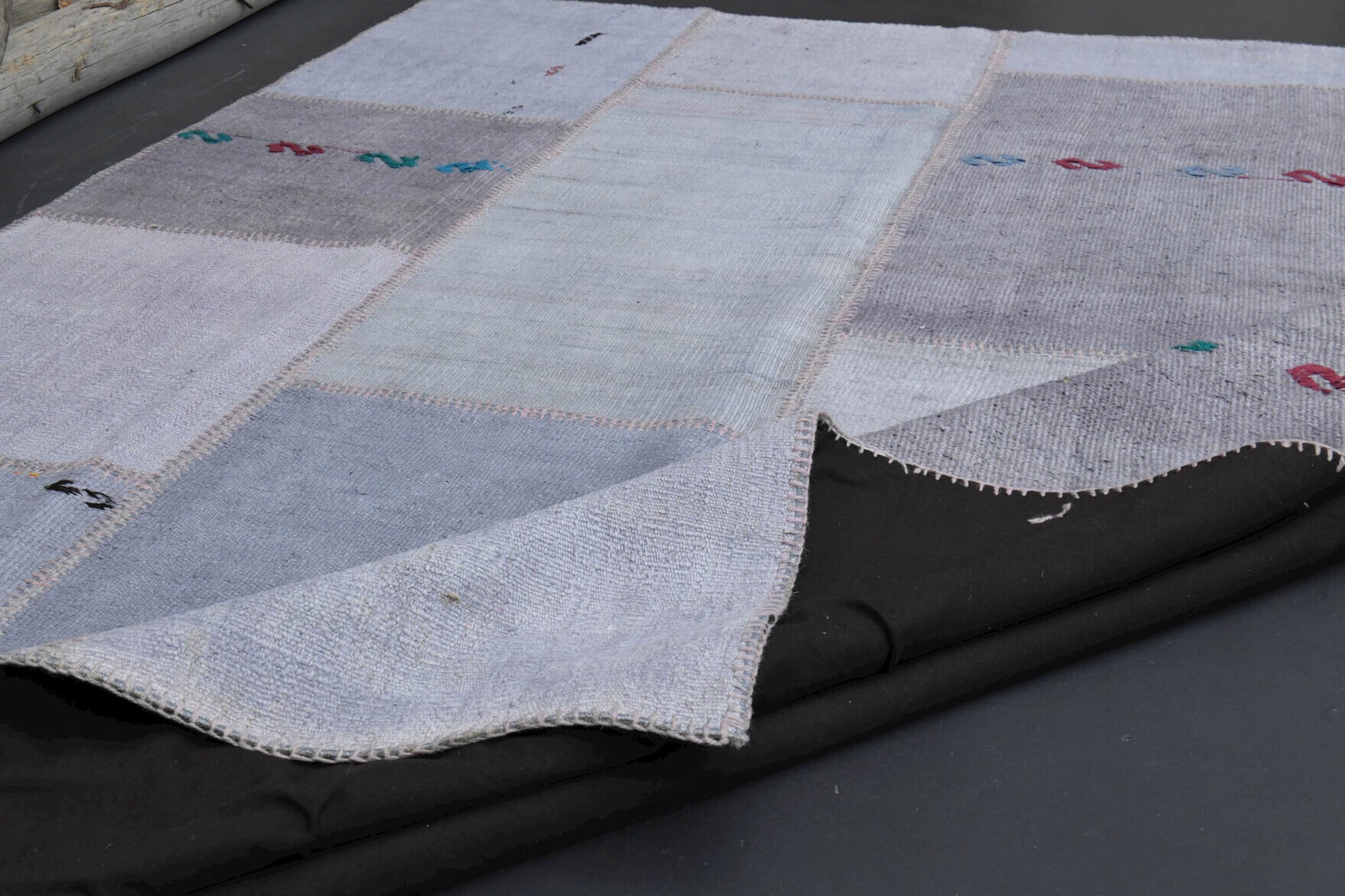 Hand-crafted Anatolian vintage patchwork rug Astrakome in wool, 1970s