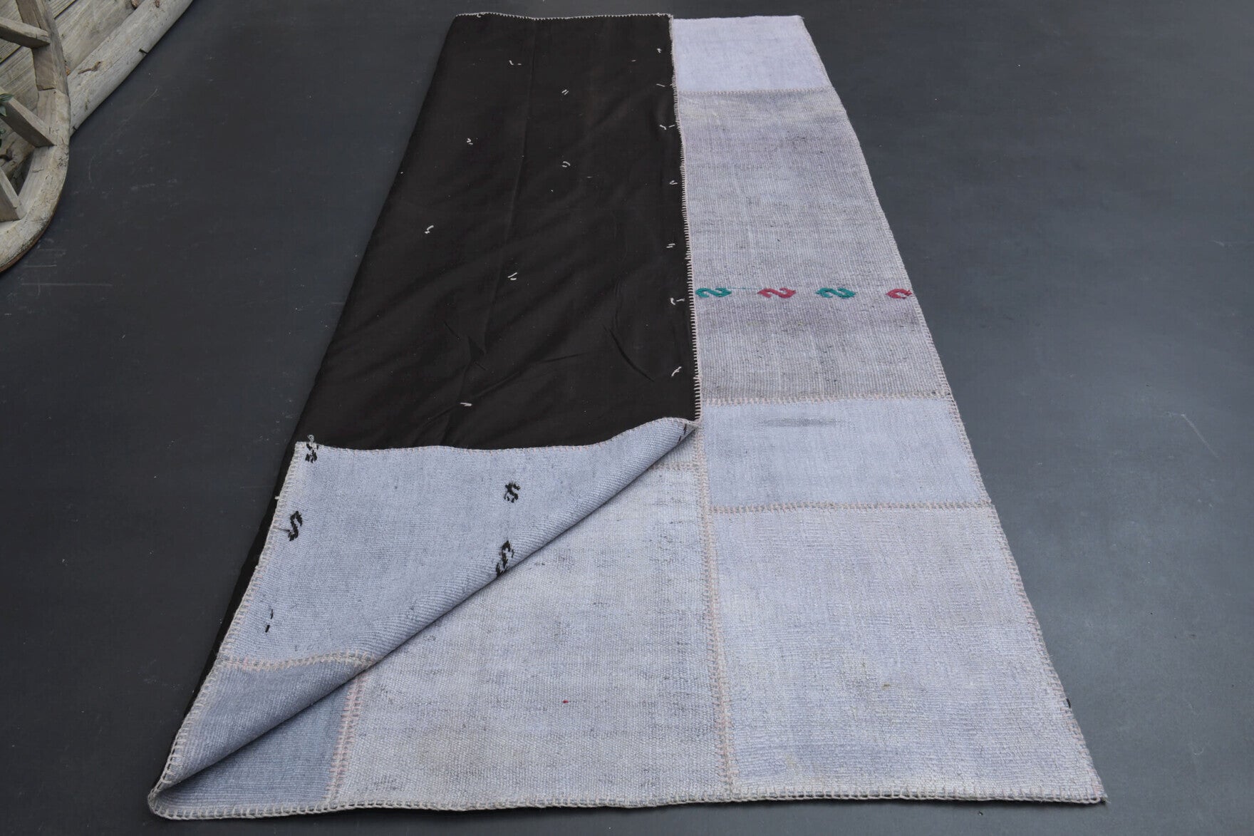 Handmade Vintage Patchwork Area Rug in wool – 1970s piece from Anatolia, Turkey | Fame Rugs