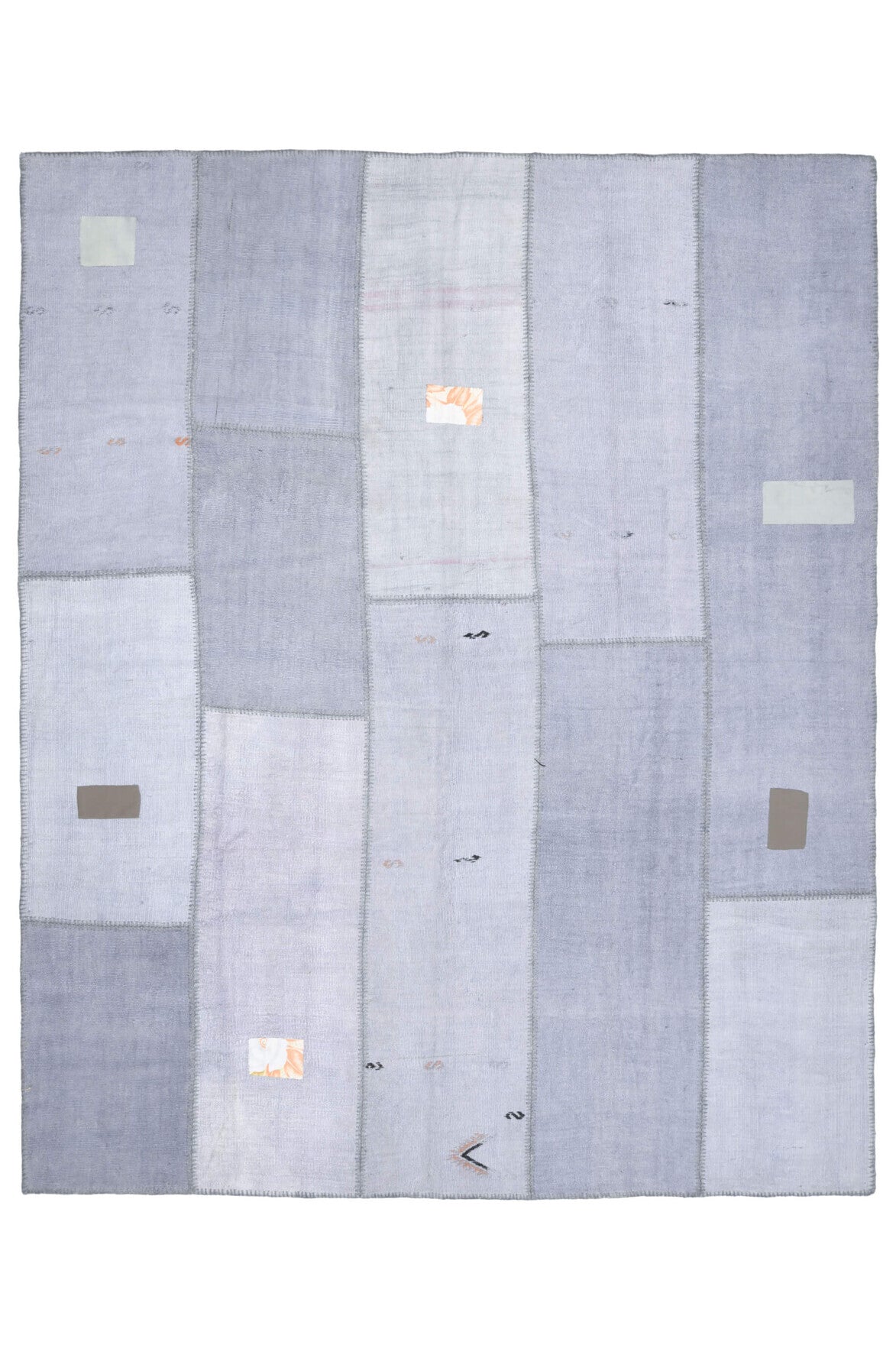 Ice Colored- Handmade Vintage Area Patchwork Rug