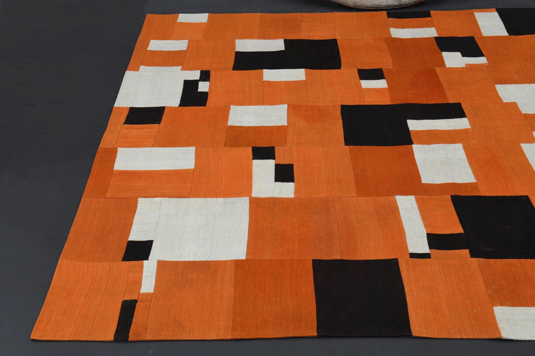 One-of-a-kind 1960s Anatolian vintage kilim rug in wool, 6'8" x 7'5"