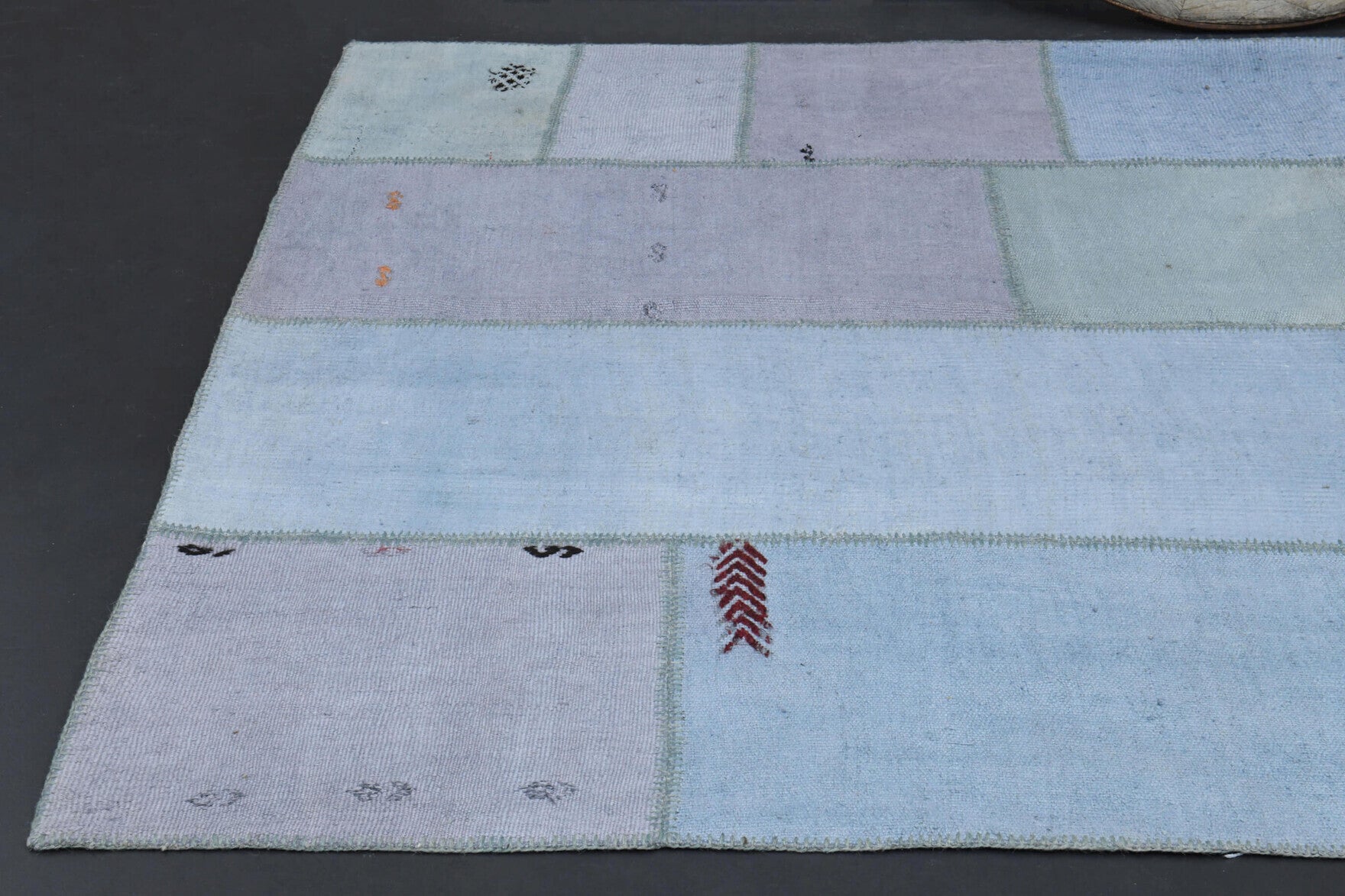 One-of-a-kind 1960s Anatolian vintage patchwork area rug in wool, 6'6" x 9'11"