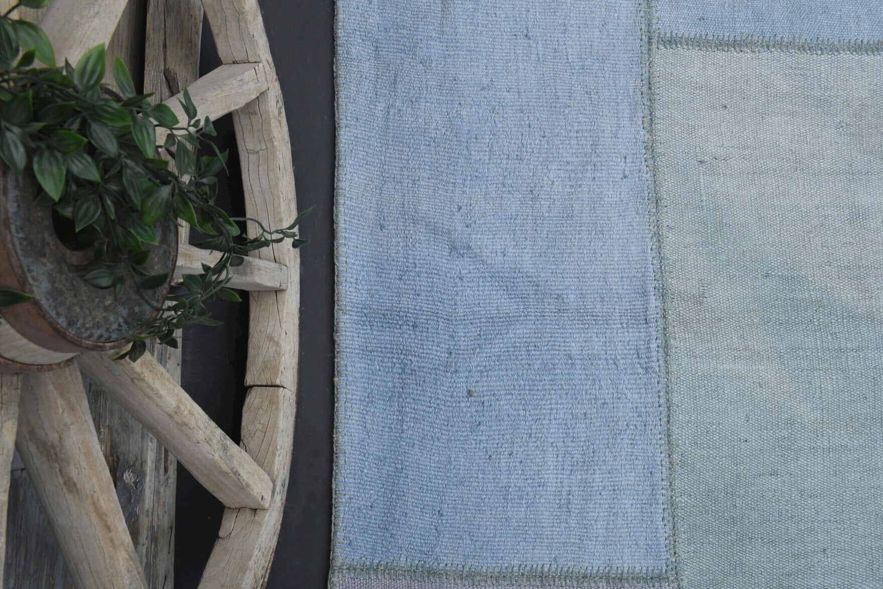 Handmade wool rug from Anatolia, Turkey – Ice Color Patchwork Vintage Area Rug 6'6" x 9'11"