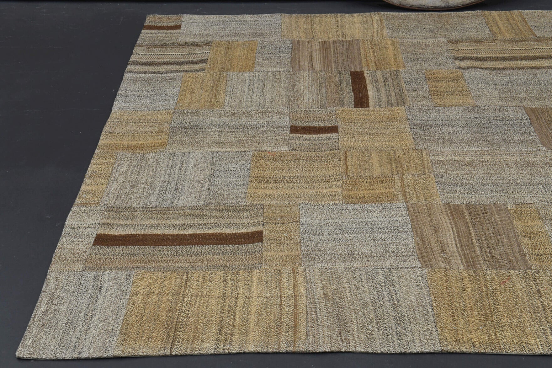 One-of-a-kind 1960s Anatolian vintage kilim rug in wool, 7'1" x 8'4"