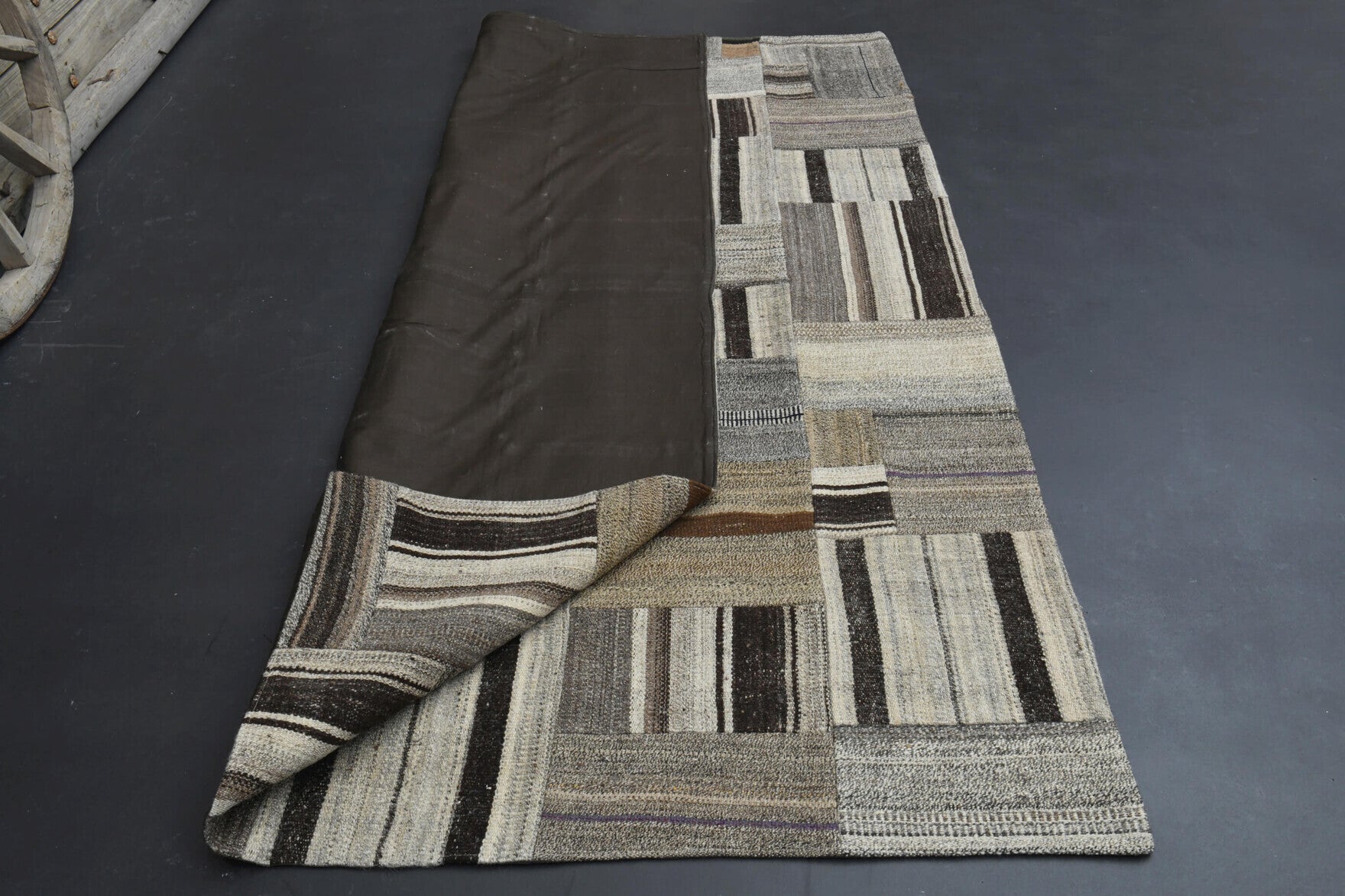 Handmade Patchwork Vintage Area Rug in wool – 1960s piece from Anatolia, Turkey | Fame Rugs