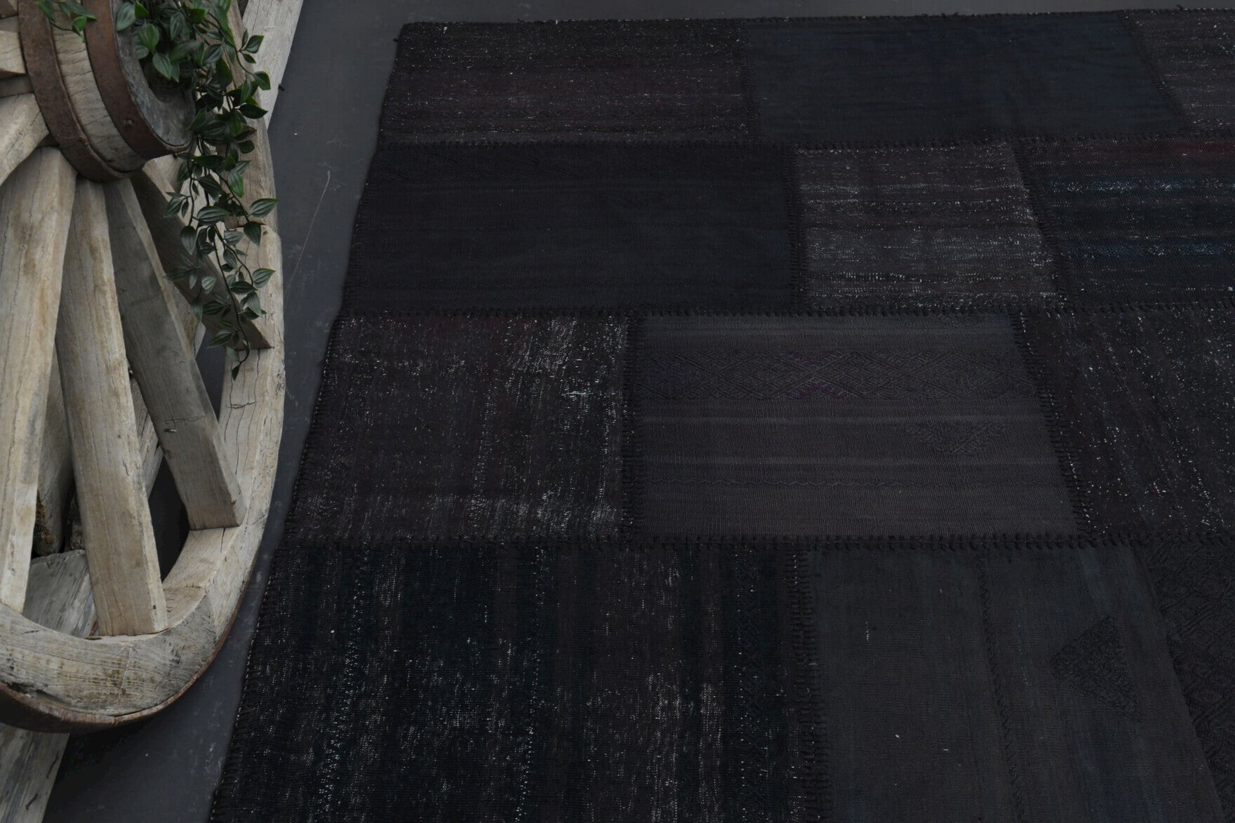 Handwoven flatweave wool kilim from Anatolia, Turkey – Patchwork Overdyed Kilim Area Rug 6'8" x 9'9"