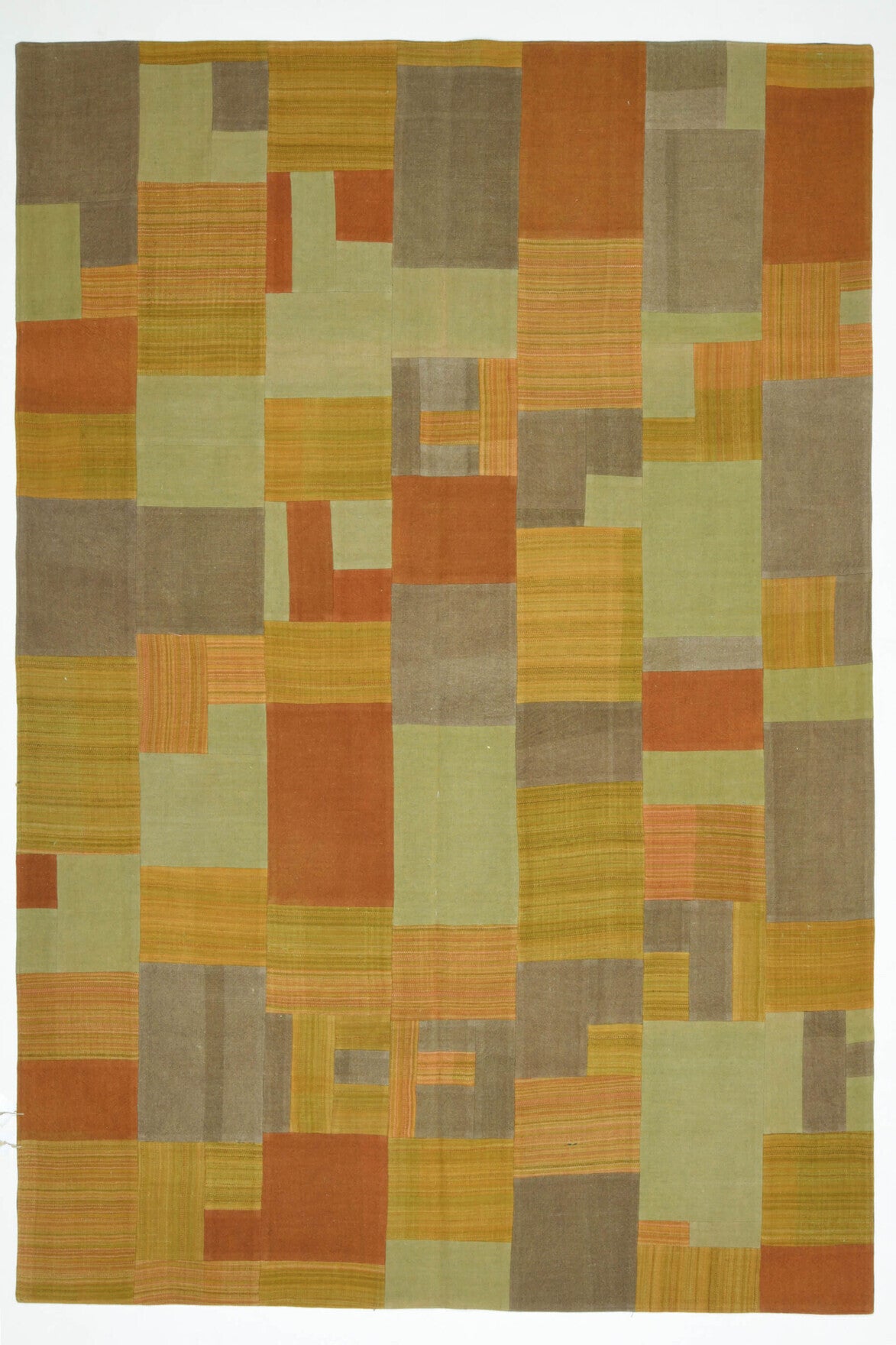 Muted Yellow - Mid Century Vintage Kilim Patchwork Rug