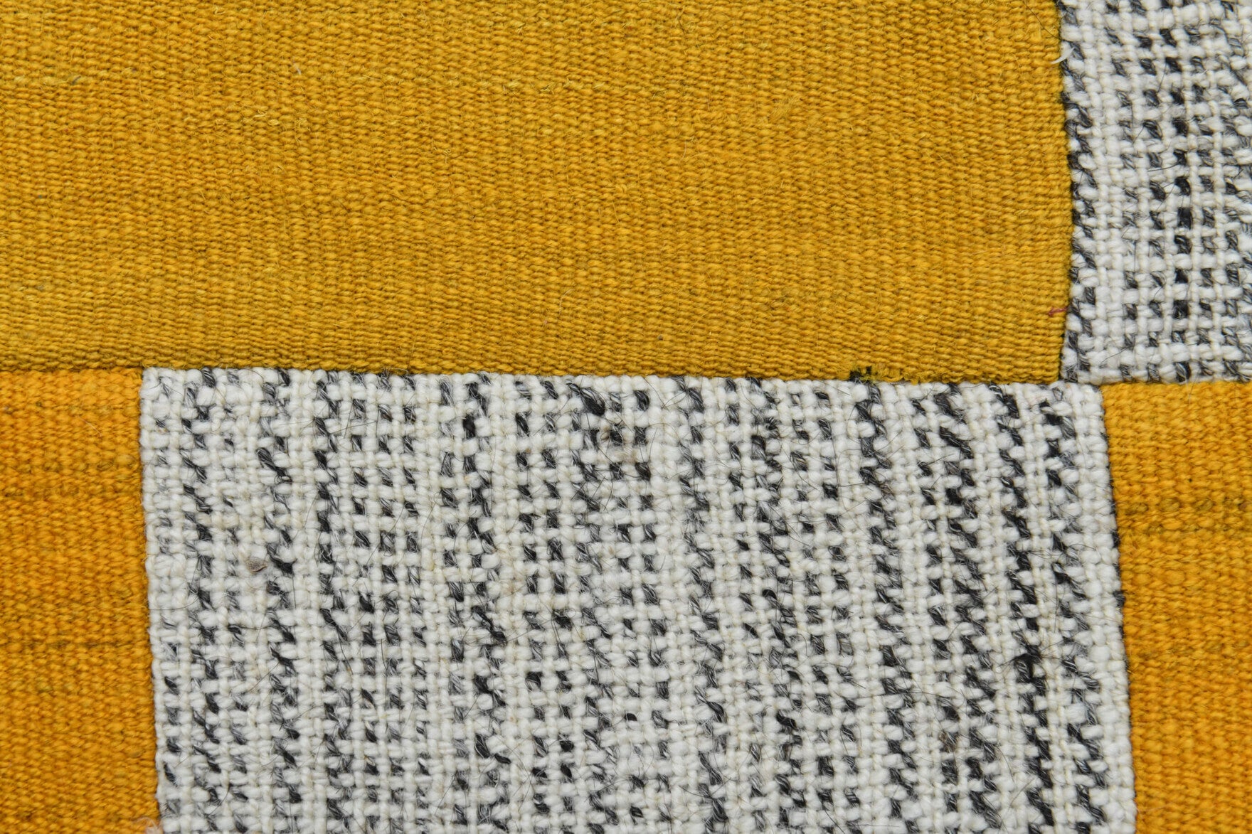 Handwoven flatweave wool kilim from Anatolia, Turkey – Yellow Vintage Area Kilim Patchwork Rug 7'1" x 10'6"