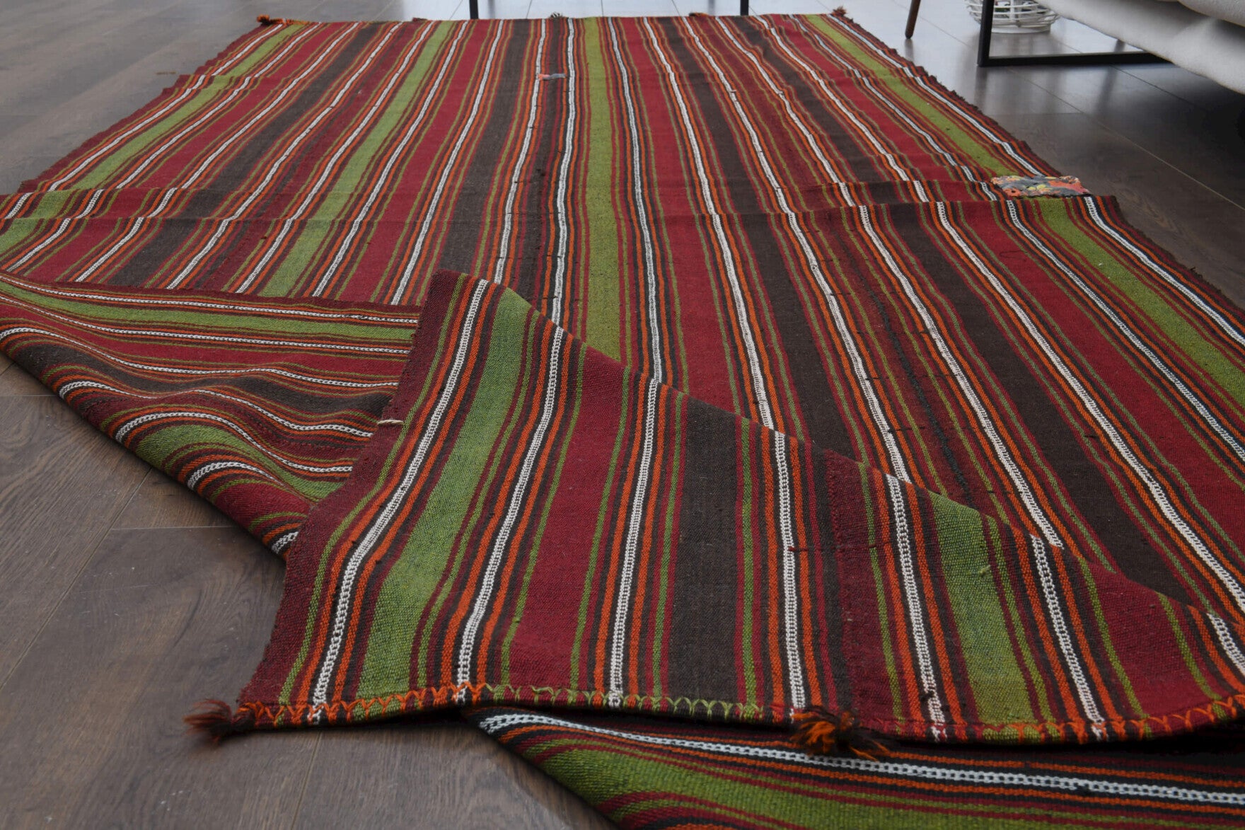 Striped Wide Rug Runner from 1970's
