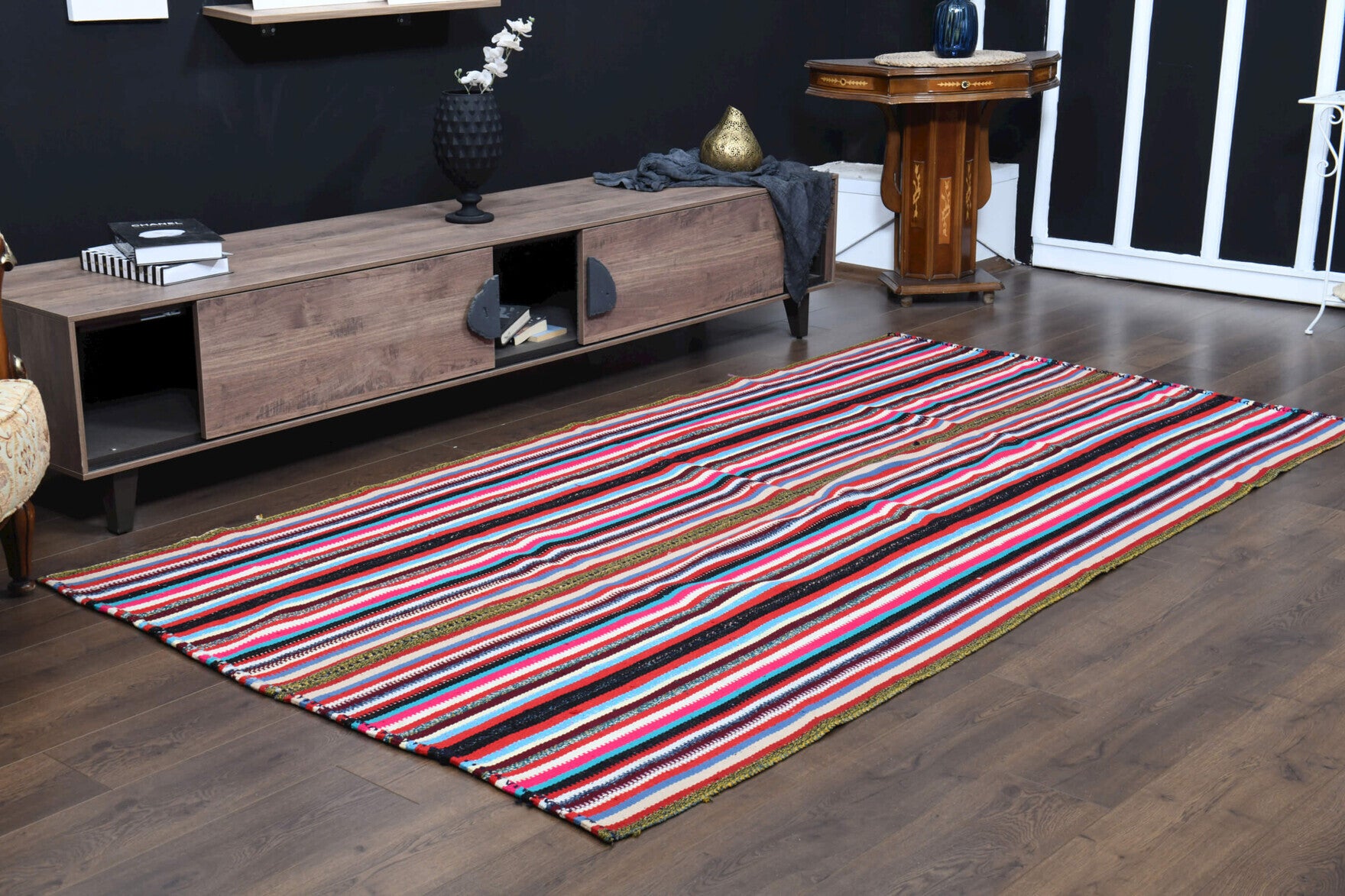 One-of-a-kind 1960s Anatolian vintage kilim rug in wool, 5' x 9'1"