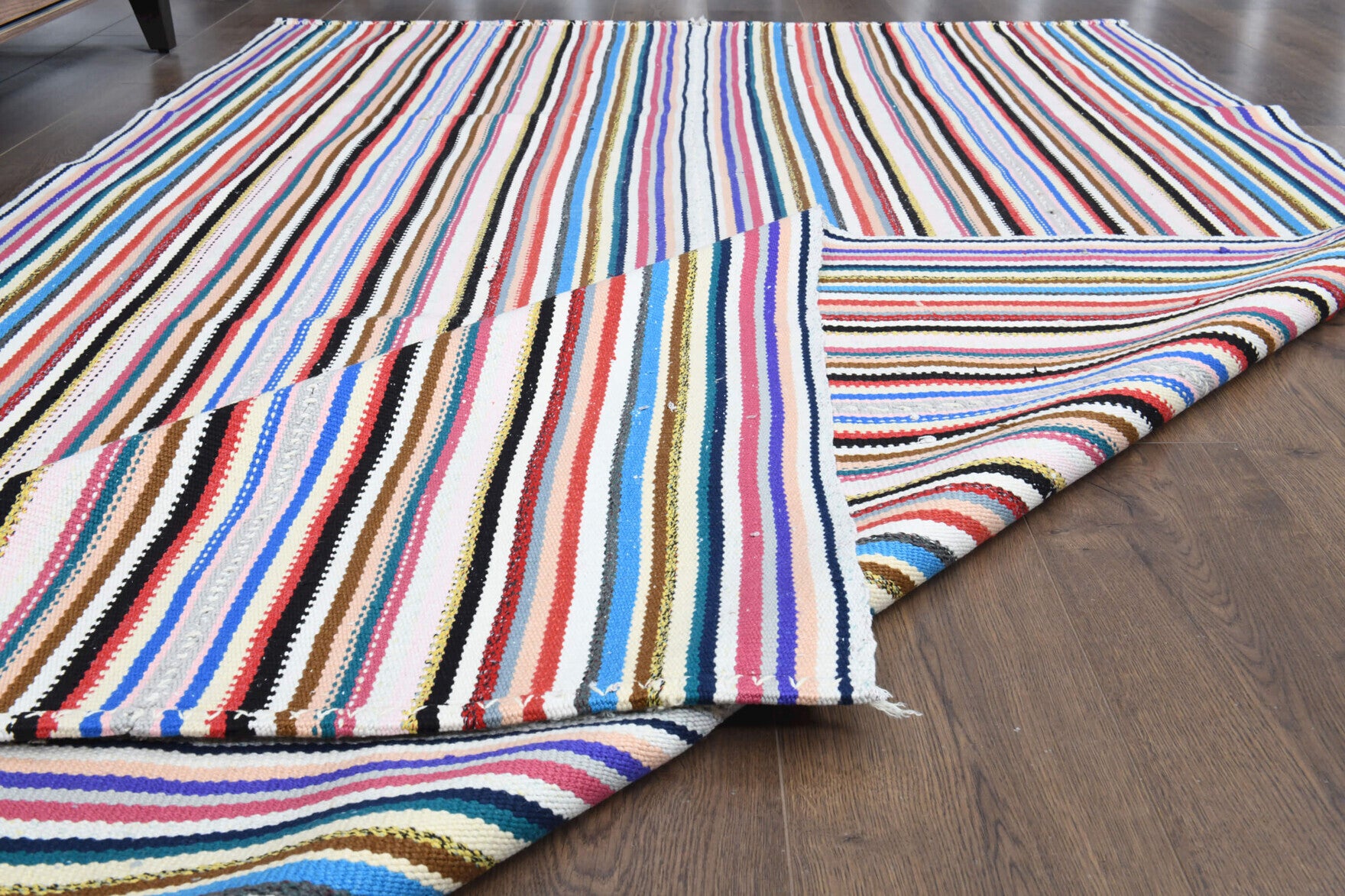 One-of-a-kind 1960s Anatolian vintage kilim rug in wool, 5'4" x 9'2"