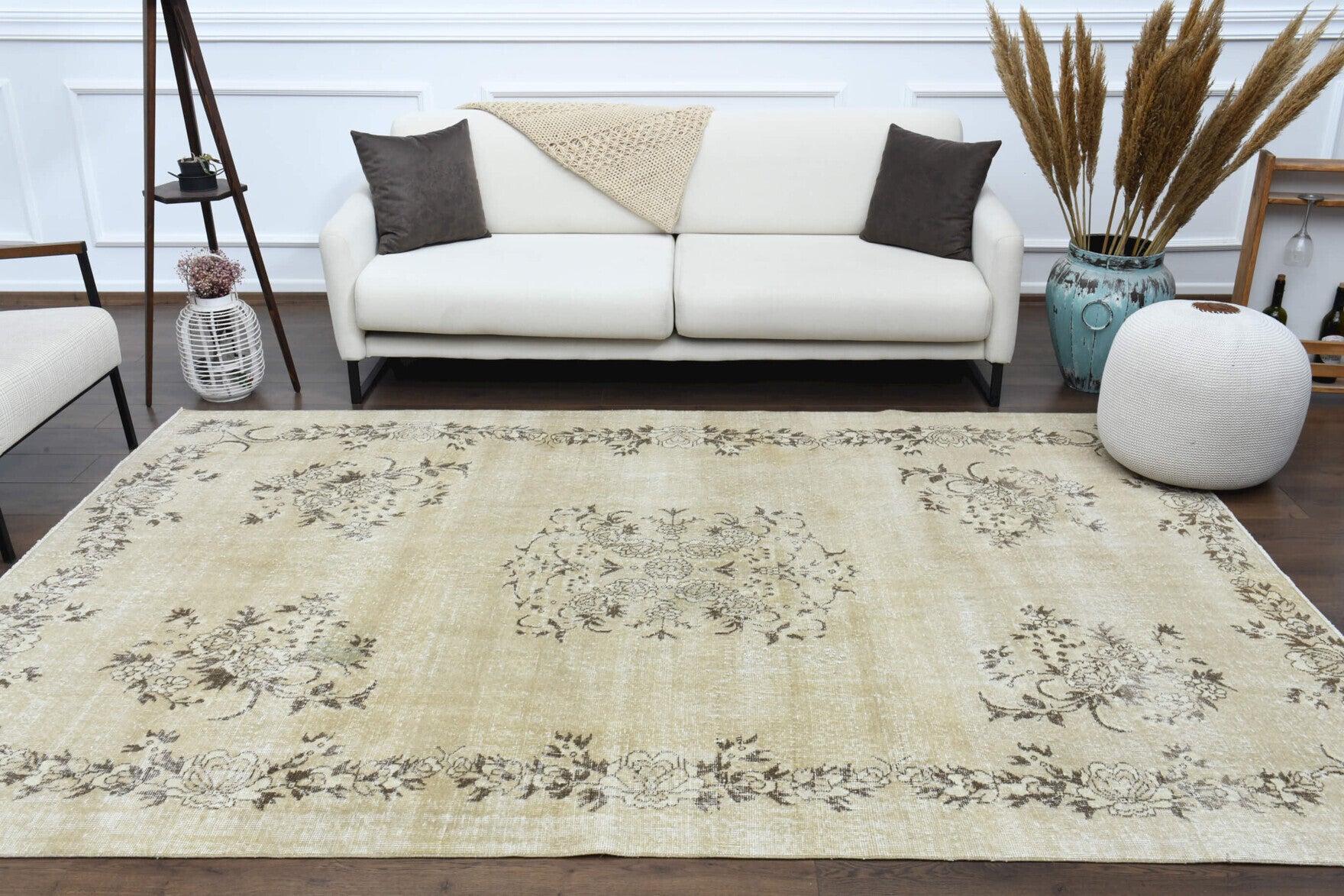 Tarabtac – vintage floral rug for living room or bedroom, 6'4" x 9'7" (194x293 cm)