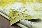 Glaucodike Pistachio rug: 1950s handmade Anatolian rug with abstract motifs and cotton backing