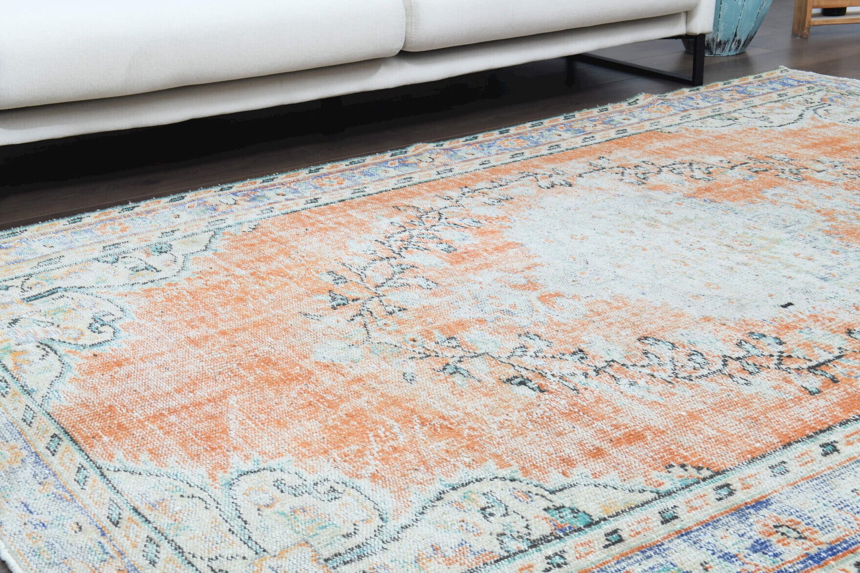 One-of-a-kind 1930s Anatolian distressed vintage area rug in wool, 5'11" x 8'8"