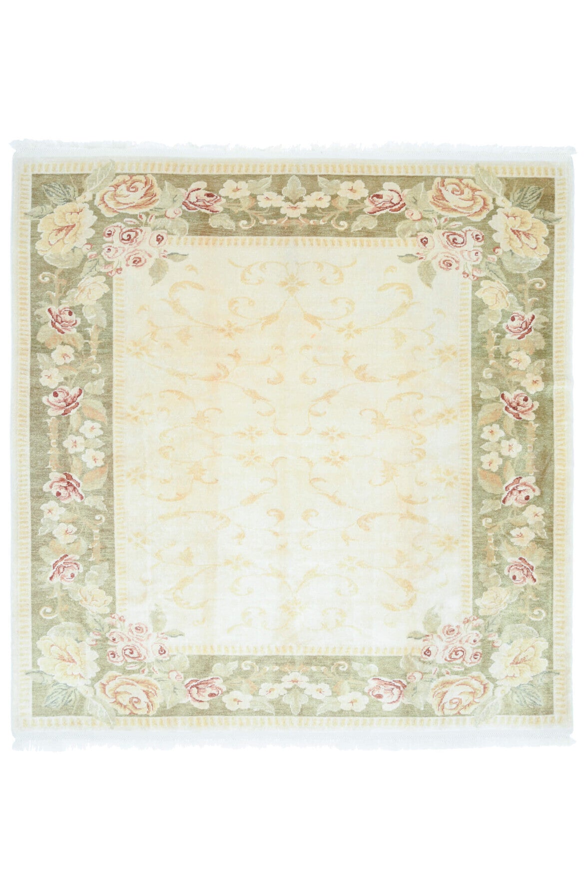 Square Framed Oushak Vintage Area Rug