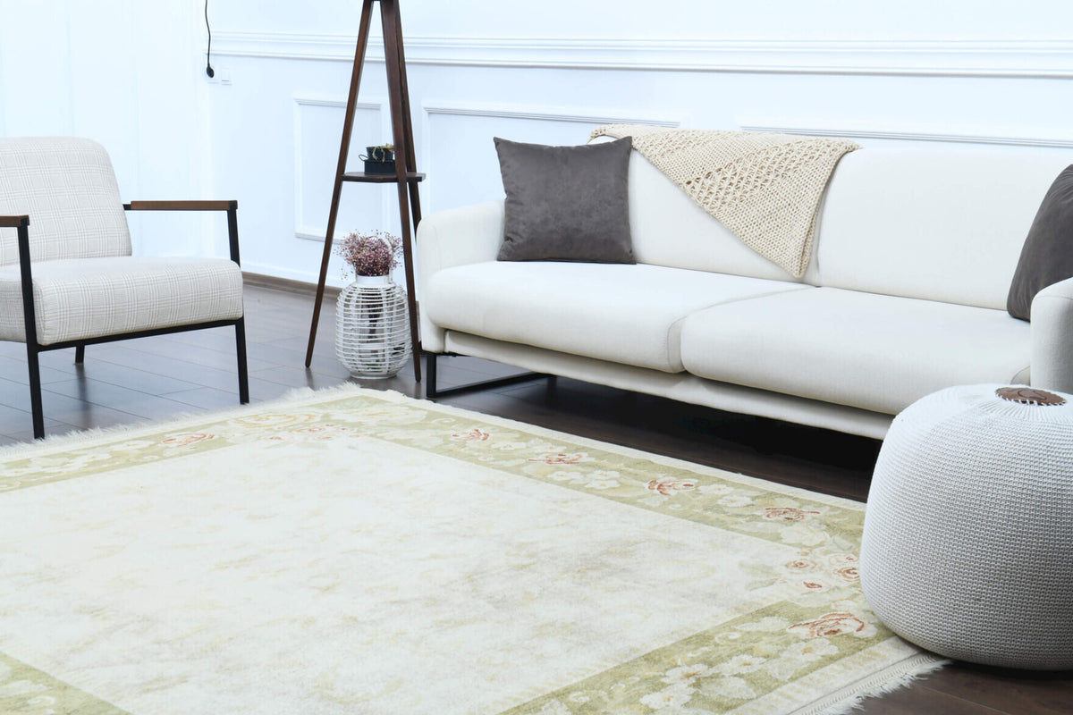 Square Framed Oushak Vintage Area Rug