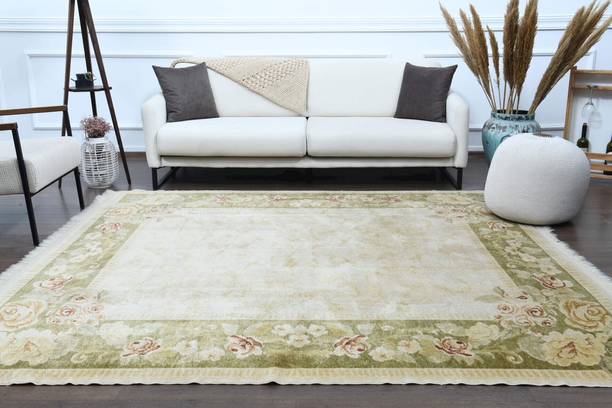 Square Framed Oushak Vintage Area Rug