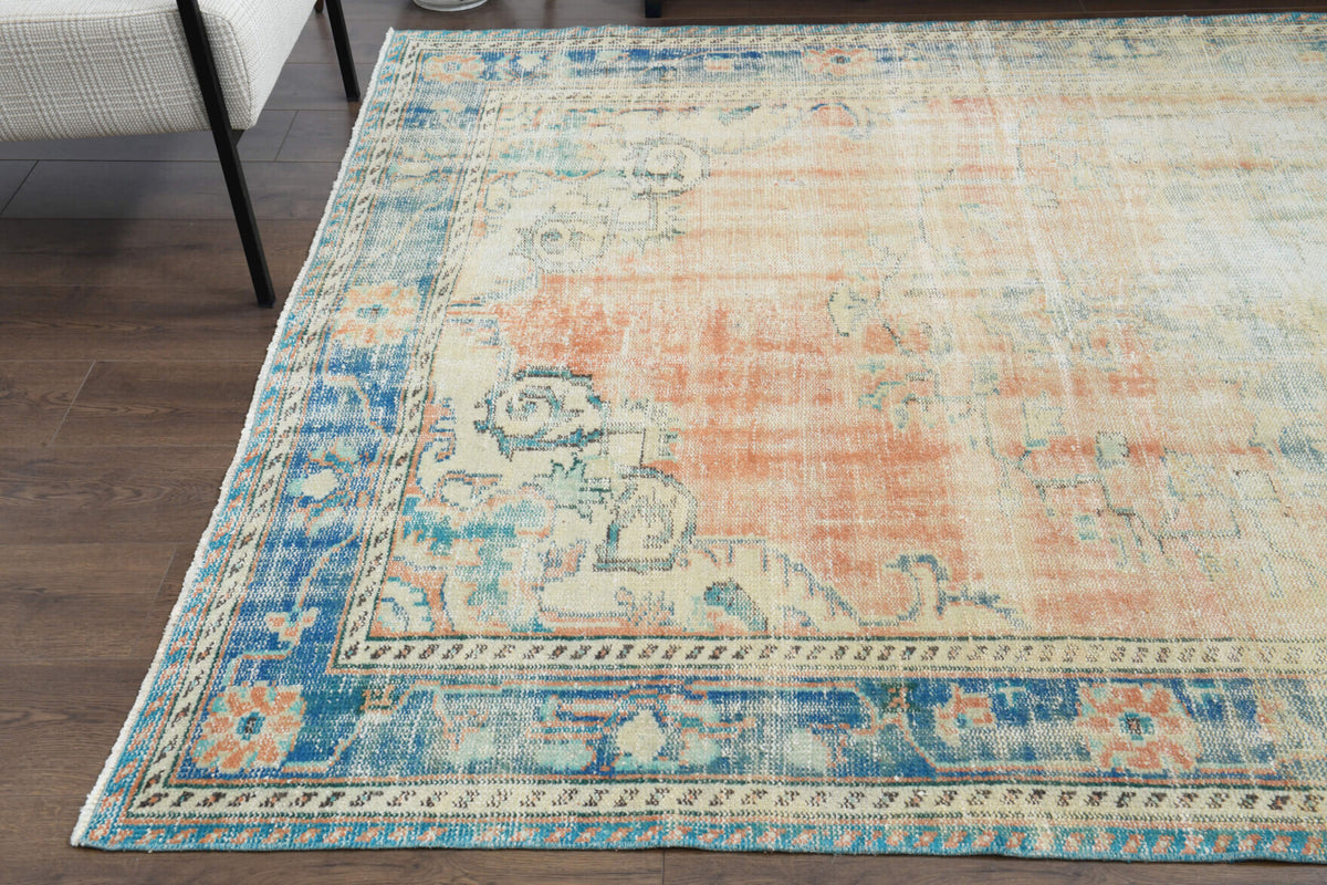 Handmade Antique Distressed Anatolian Area Rug