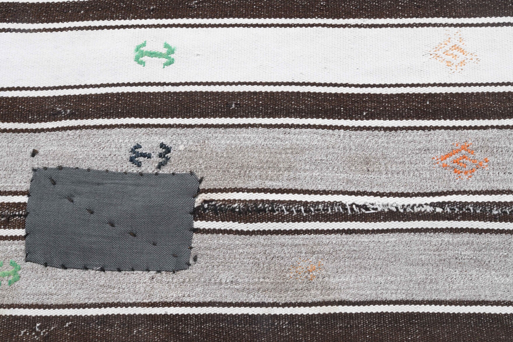 Authentic Anatolian vintage kilim rug (1960s) with striped design – one-of-a-kind at Fame Rugs
