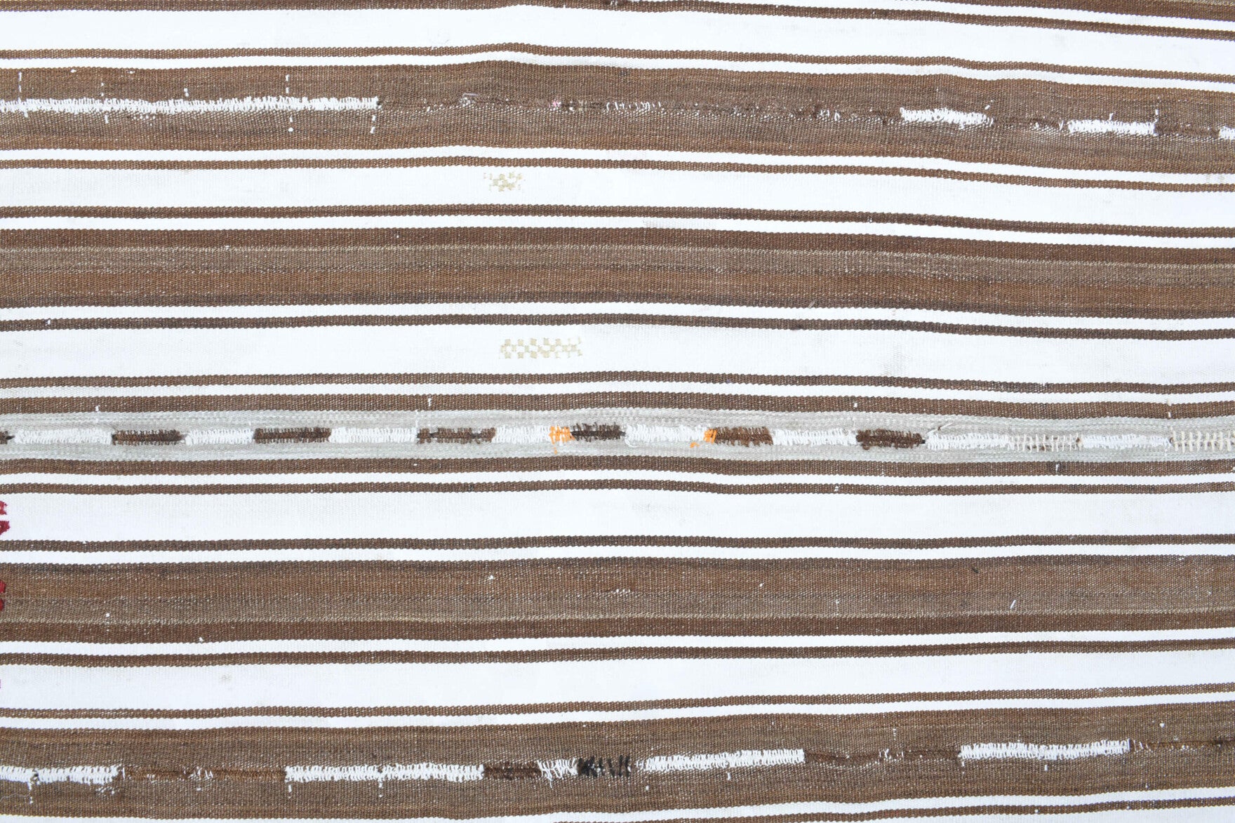 Authentic Anatolian vintage kilim rug (1960s) with striped design – one-of-a-kind at Fame Rugs