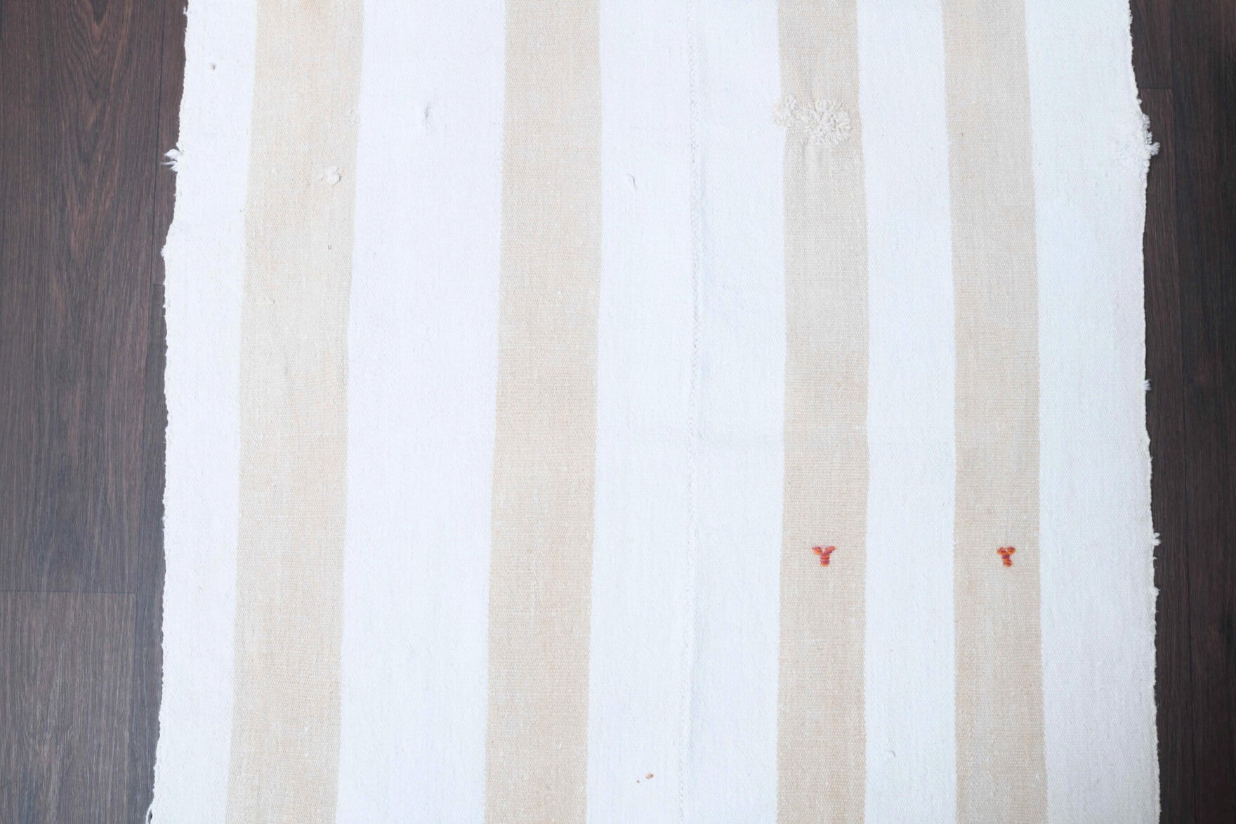 Zakynthos kilim: 1960s handwoven flatweave Anatolian kilim with ikat motifs