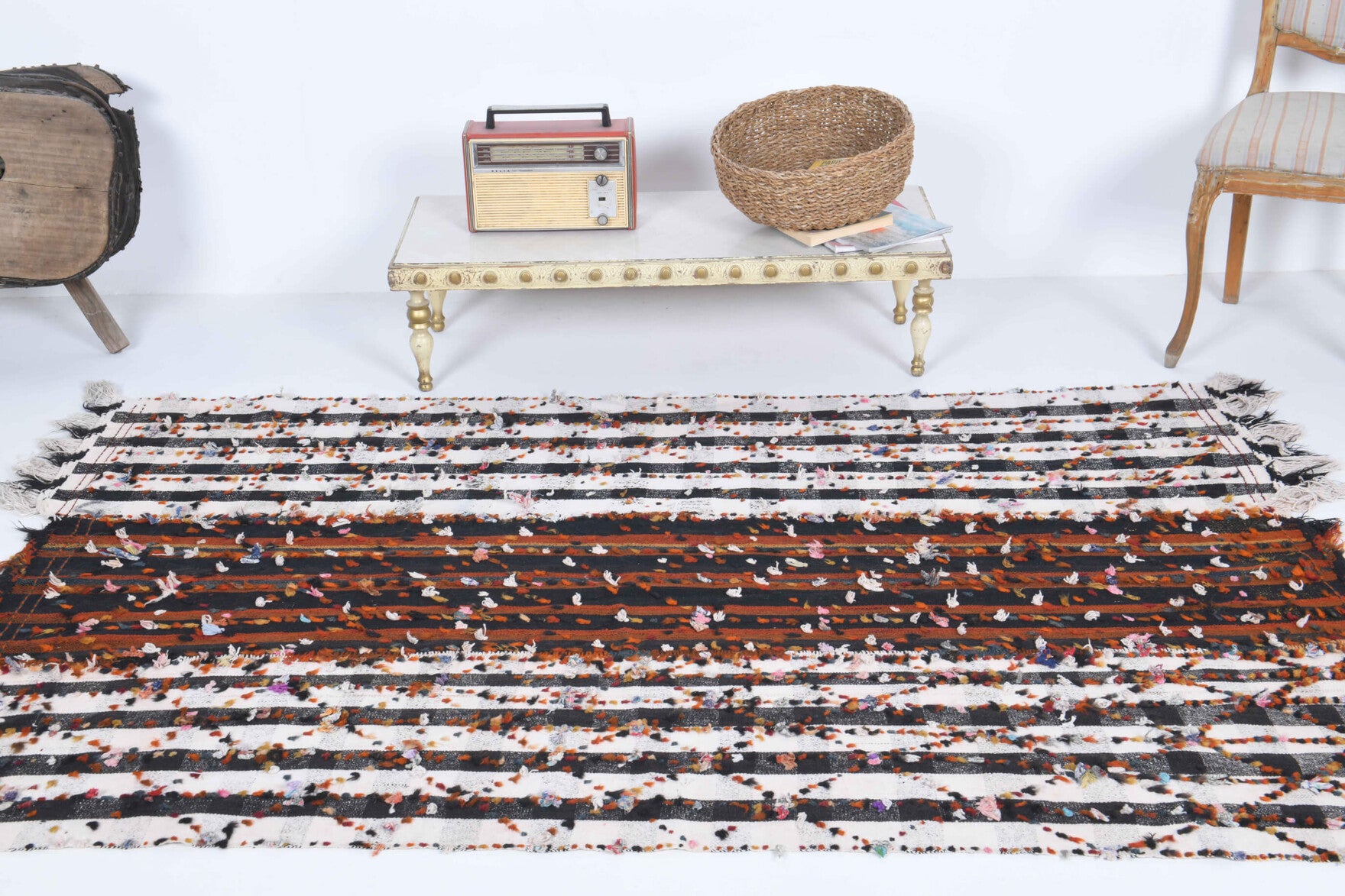 Authentic Anatolian vintage kilim rug (1960s) with ikat design – one-of-a-kind at Fame Rugs