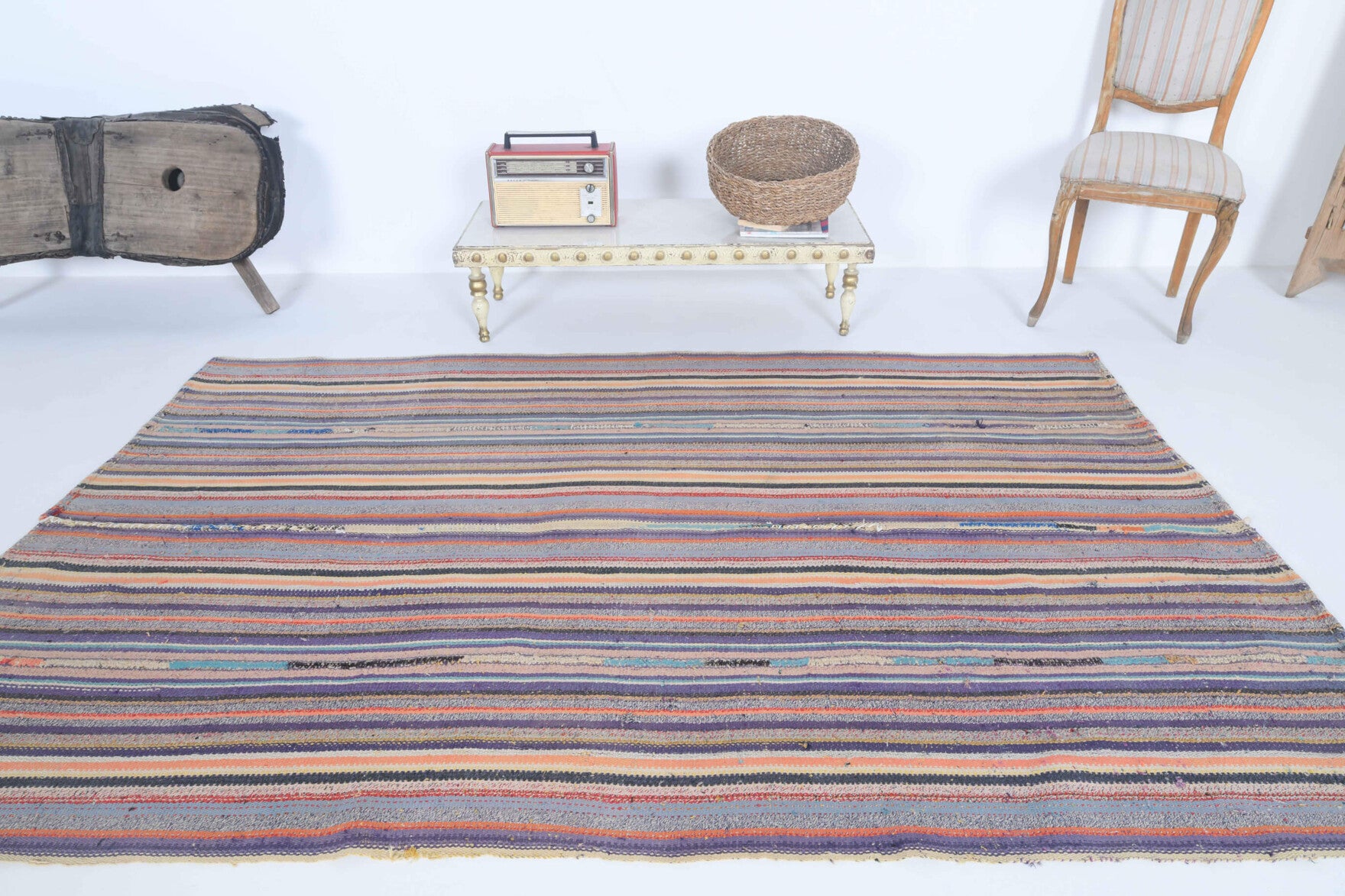 One-of-a-kind 1960s Anatolian vintage kilim rug in wool, 4'11" x 7'9"