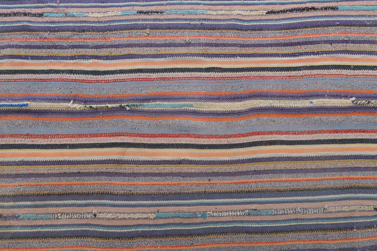 Vefakusa kilim: 1960s handwoven flatweave Anatolian kilim with striped motifs