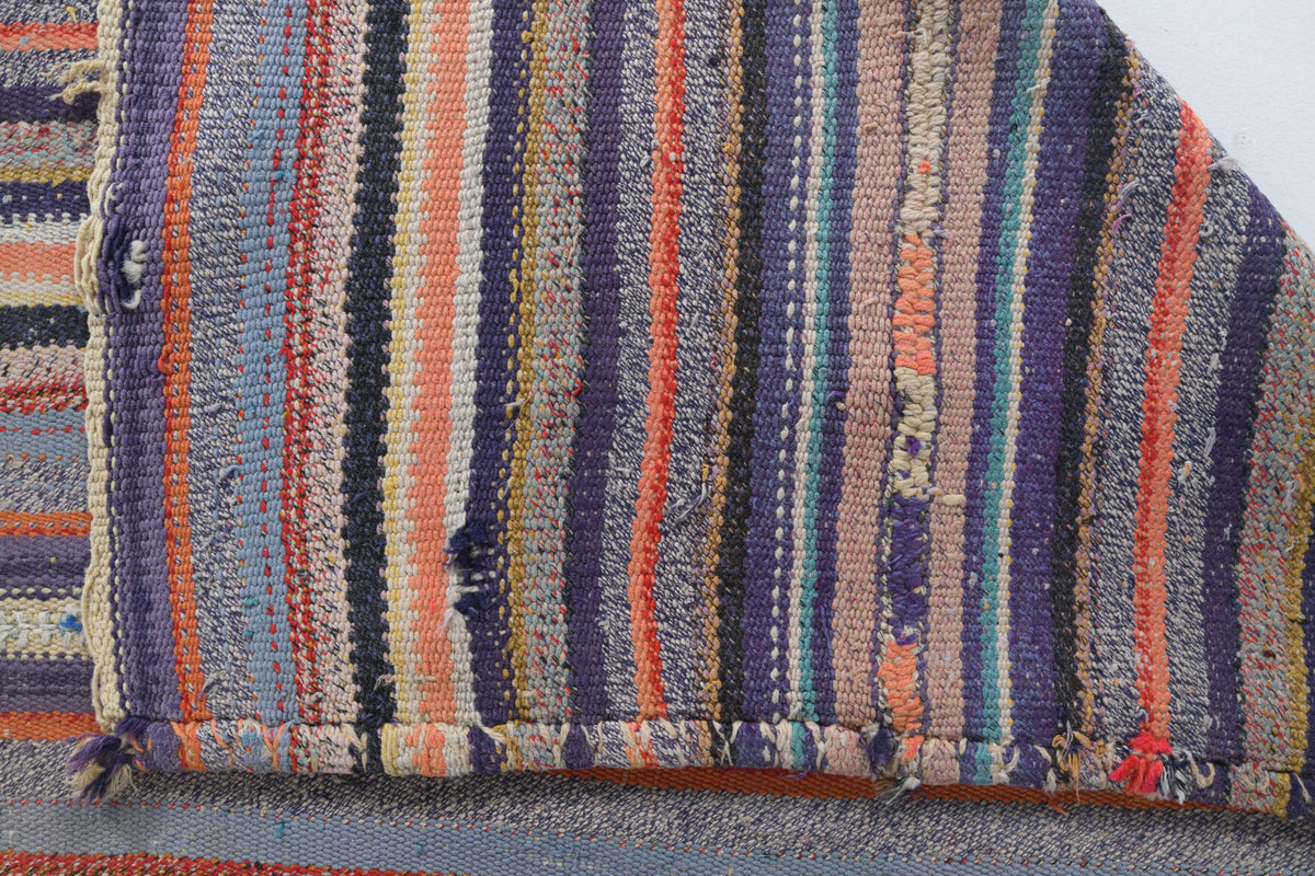 Authentic Anatolian vintage kilim rug (1960s) with striped design – one-of-a-kind at Fame Rugs