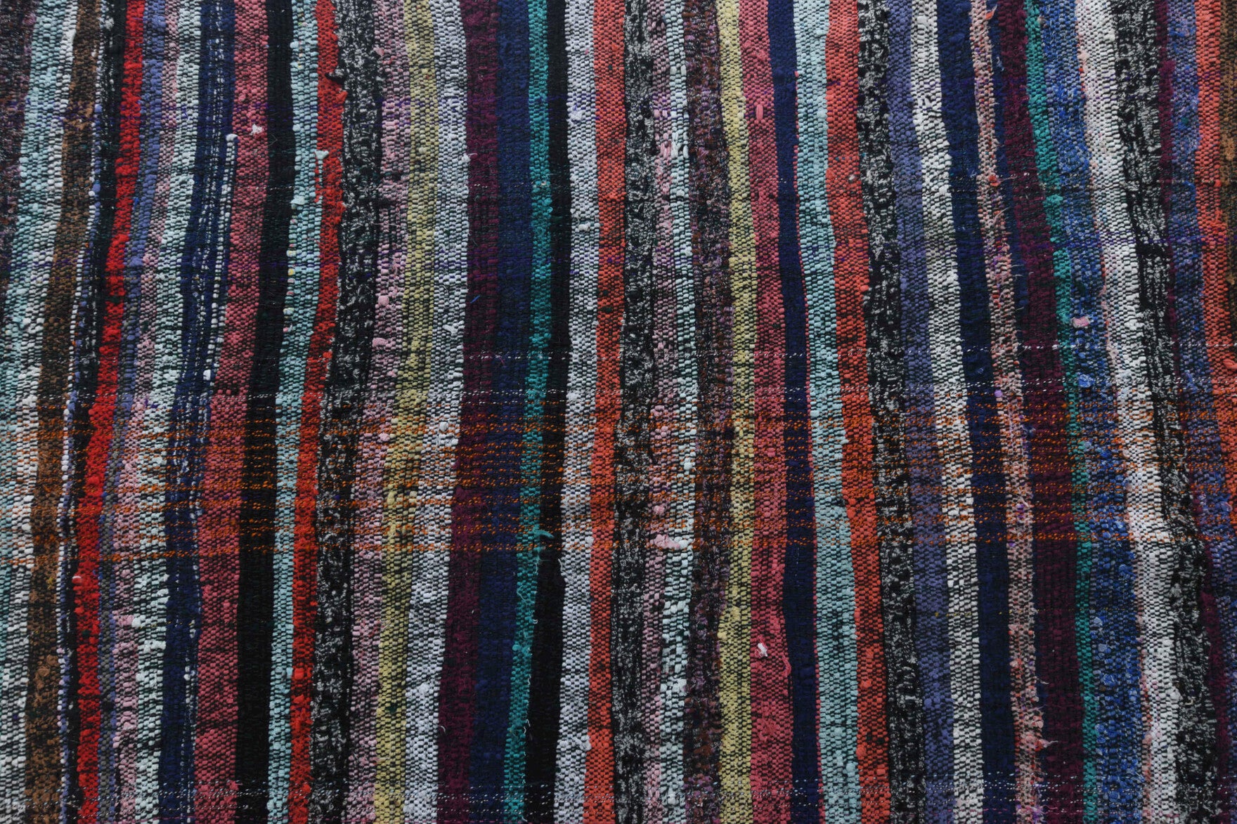 Authentic Anatolian vintage kilim rug (1960s) with striped design – one-of-a-kind at Fame Rugs