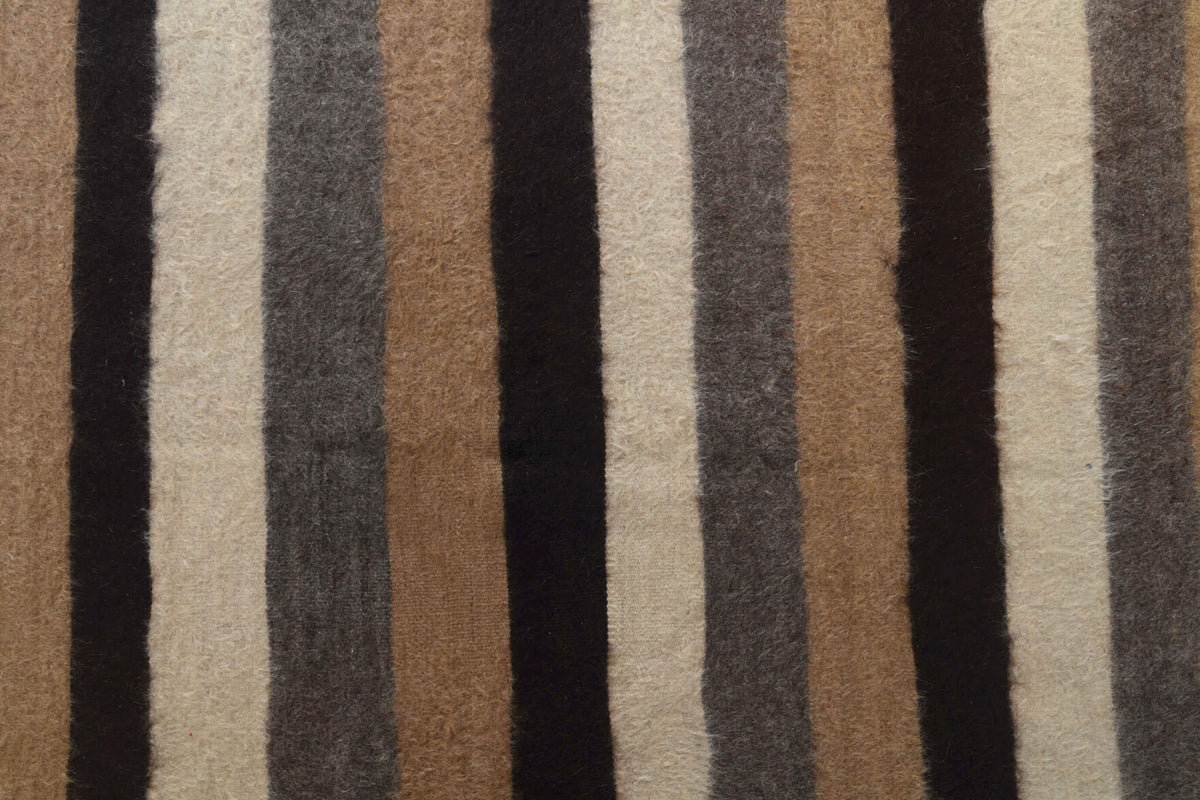 Authentic Anatolian vintage kilim rug (1960s) with striped design – one-of-a-kind at Fame Rugs