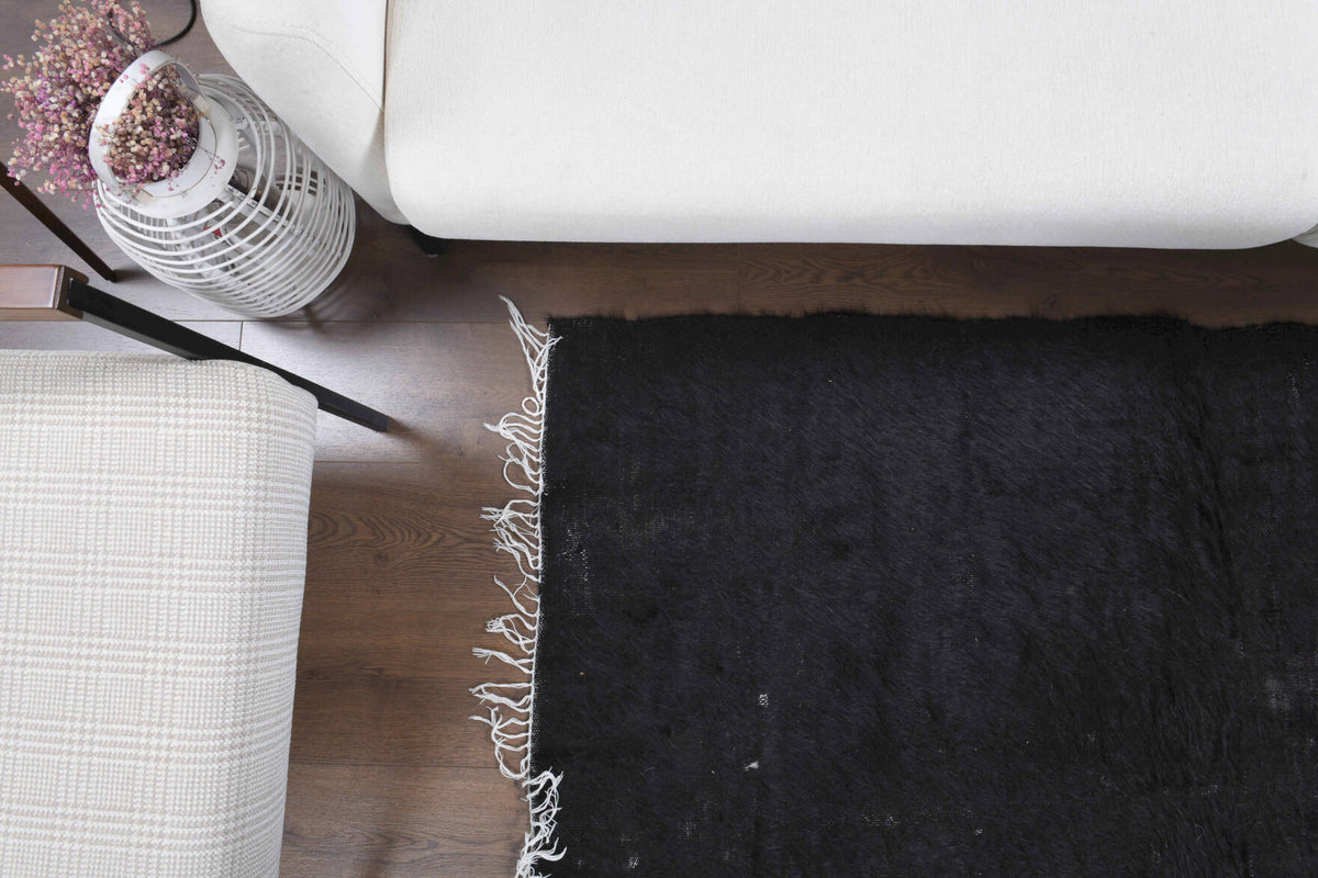 Black Handmade Vintage Rug