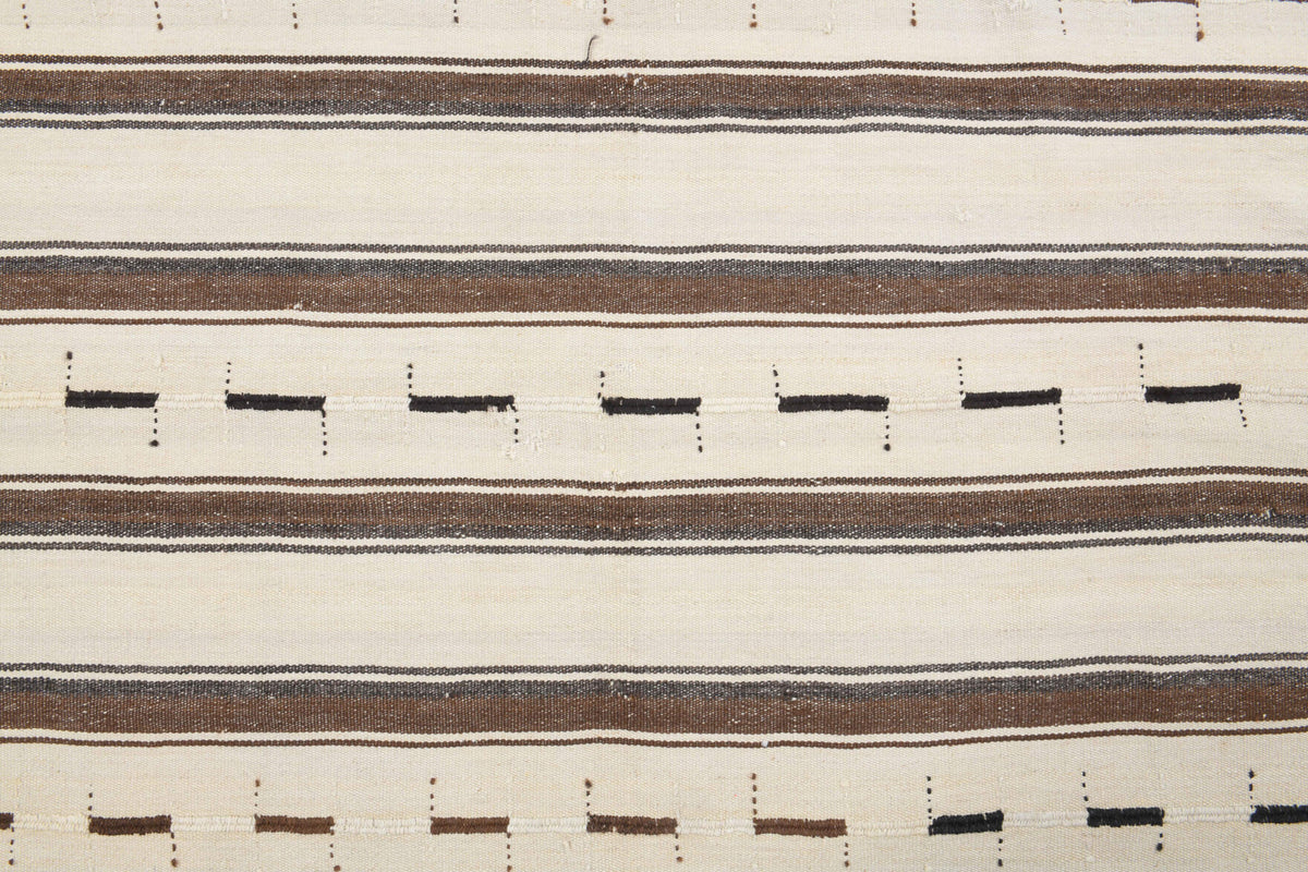 Handmade Vintage Beige Kilim Rug