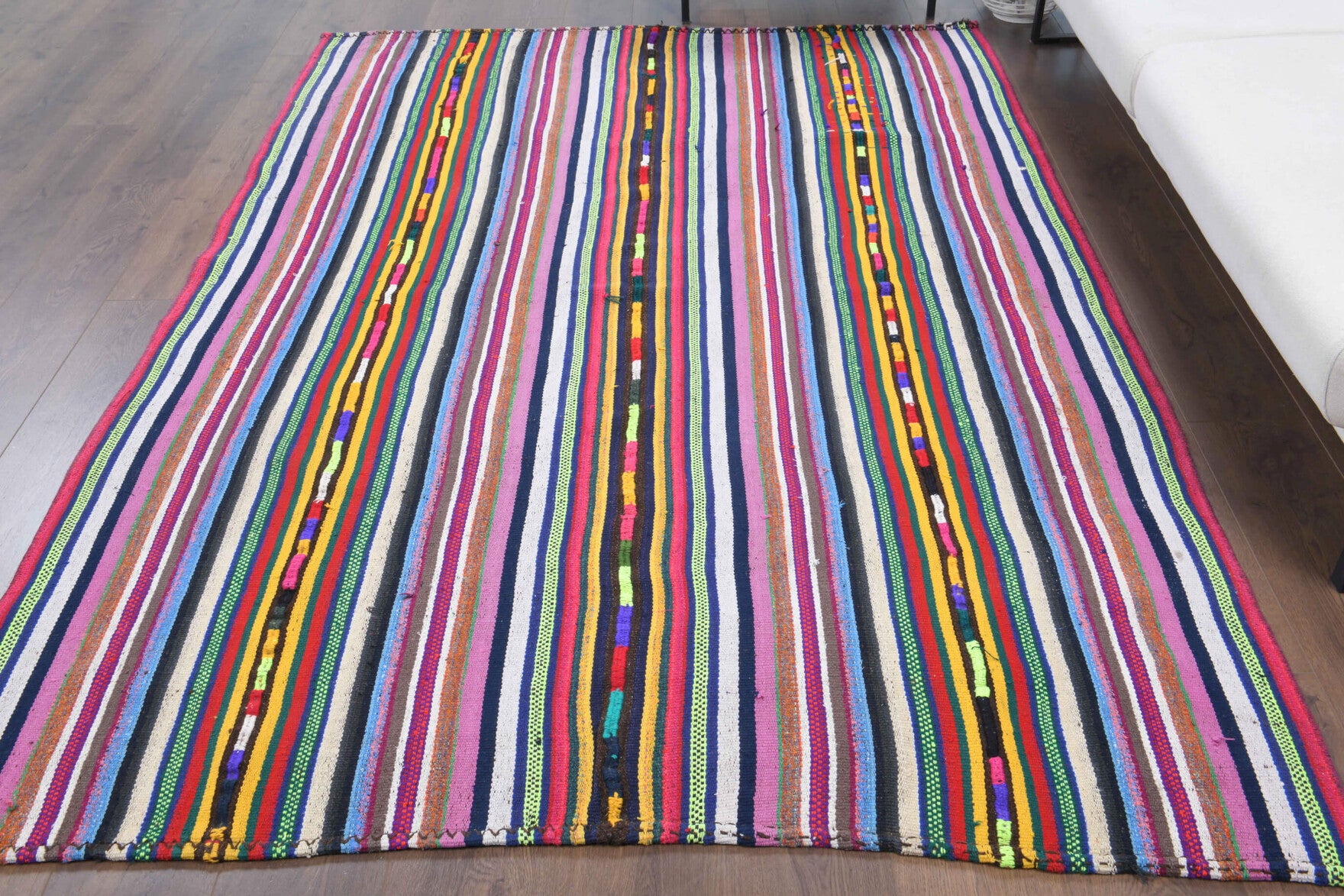 One-of-a-kind 1960s Anatolian vintage kilim rug in wool, 5'10" x 8'5"