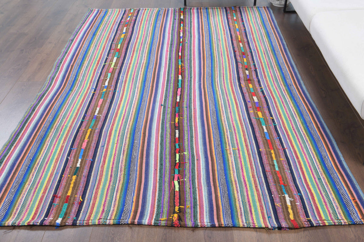 One-of-a-kind 1960s Anatolian vintage kilim rug in wool, 5'8" x 8'