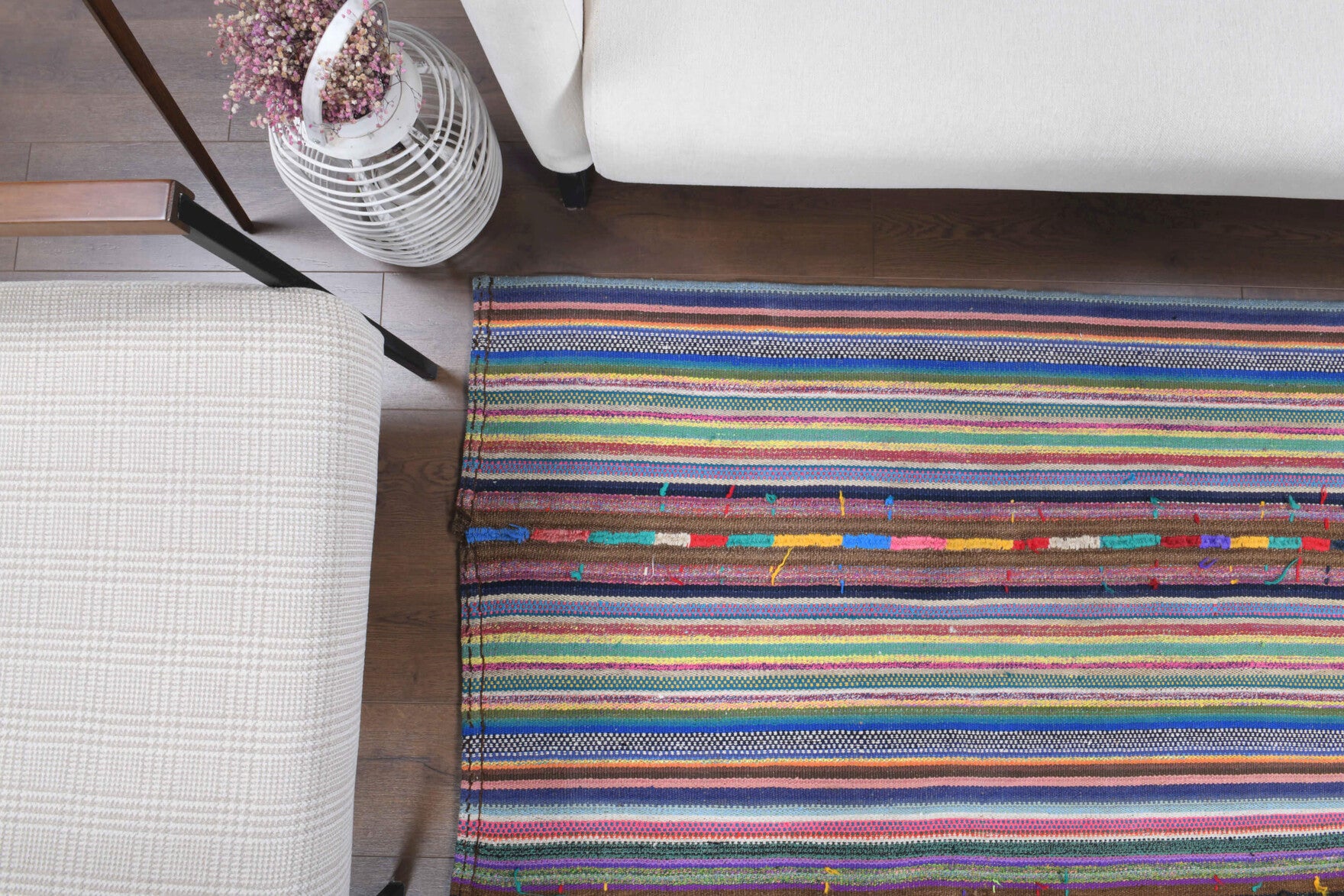 Handwoven flatweave wool kilim from Anatolia, Turkey – Handmade Vintage Rug 5'8" x 8'