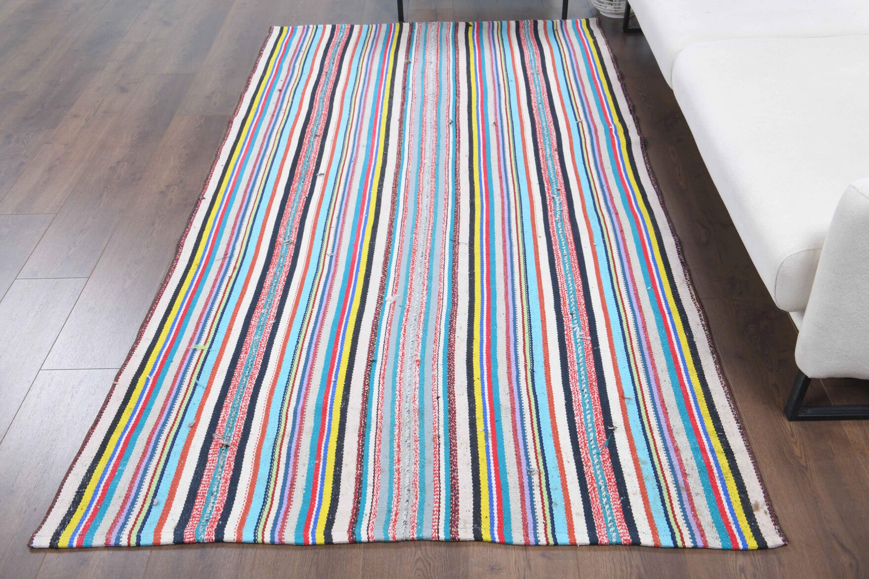 One-of-a-kind 1960s Anatolian vintage kilim rug in wool, 4'4" x 7'10"