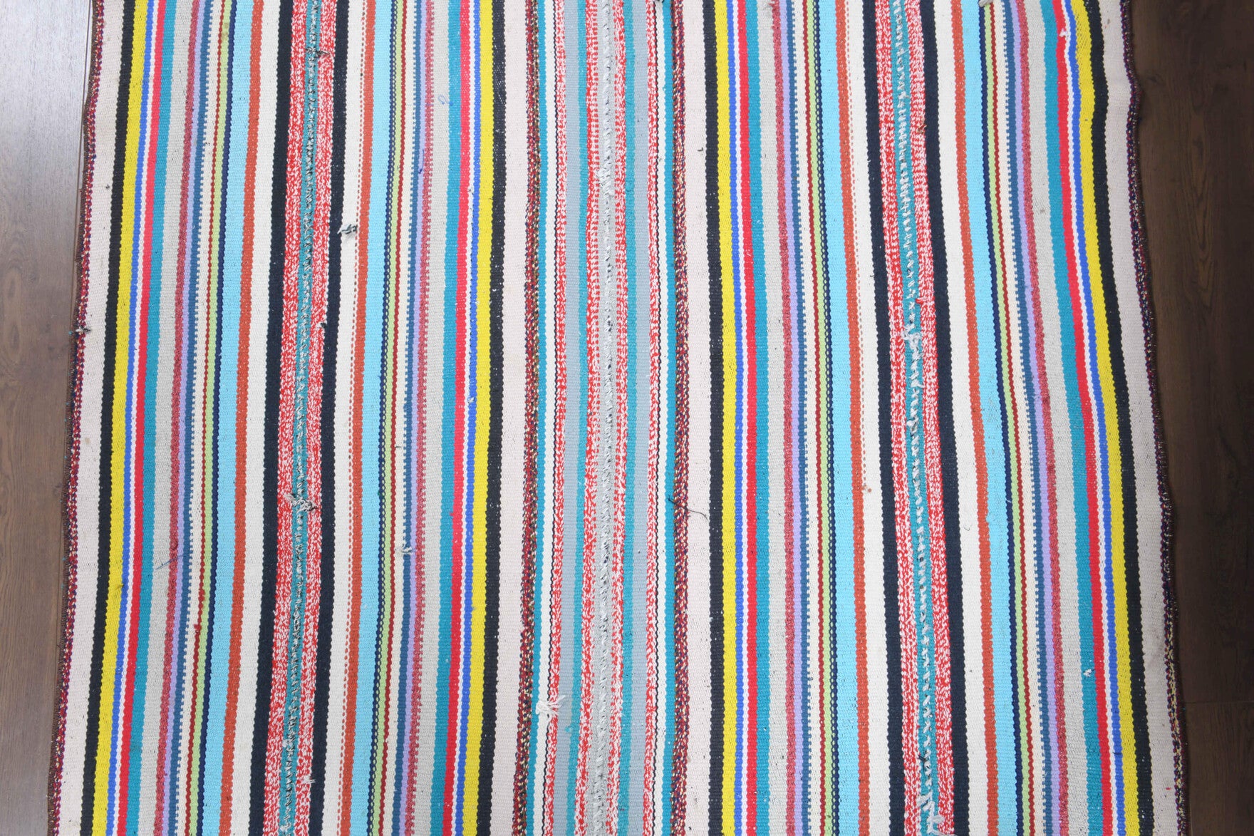 Sultangul kilim: 1960s handwoven flatweave Anatolian kilim with ikat motifs