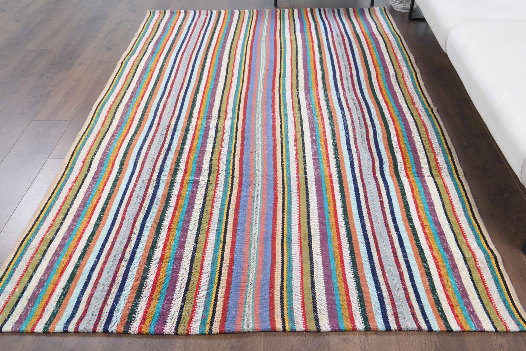 One-of-a-kind 1960s Anatolian vintage kilim rug in wool, 5'5" x 8'2"