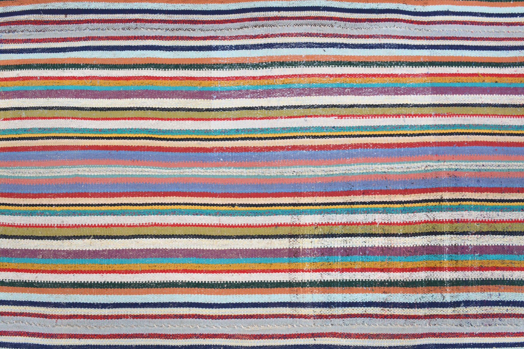 Sulehayat kilim: 1960s handwoven flatweave Anatolian kilim with striped motifs